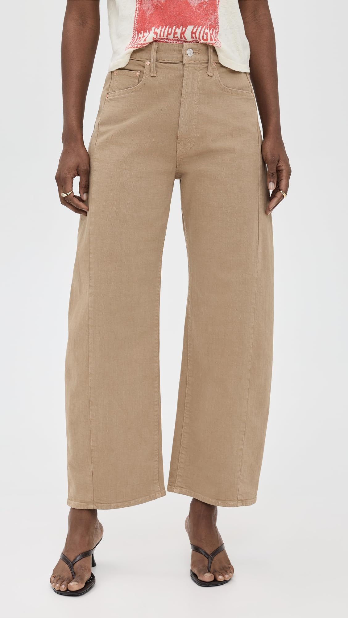MOTHER Women's The Half Pipe High-Rise Flood Jeans - Stylish Distressed Denim for Casual Outings & Weekend Wear