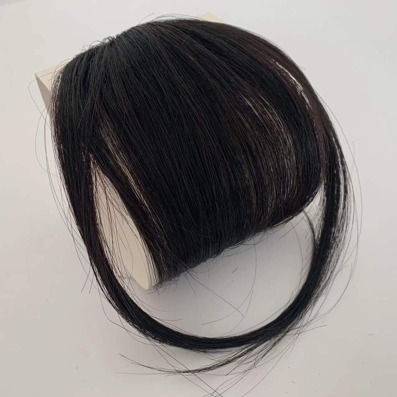 LIV'OLIV 9 Inch Clip In Curved Bang Hair Extensions for Women - Natural Black Front One Piece Fringe - Perfect for Daily Wear, Cosplay & Styling