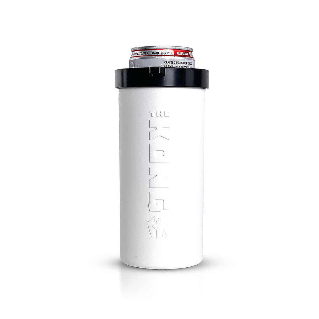 Kong Skinny Can - Insulated Portable Beer Can Cooler & Bottle Sleeve with Detachable Expandable Hose for Easy Drinking | Perfect for Camping, Beach & Outdoor Parties (White)