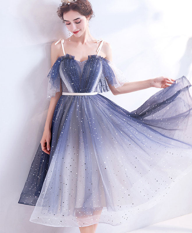 Elegant Blue Tulle Short Prom Dress for Homecoming & Special Occasions | Perfect for Dances, Parties & Formal Events