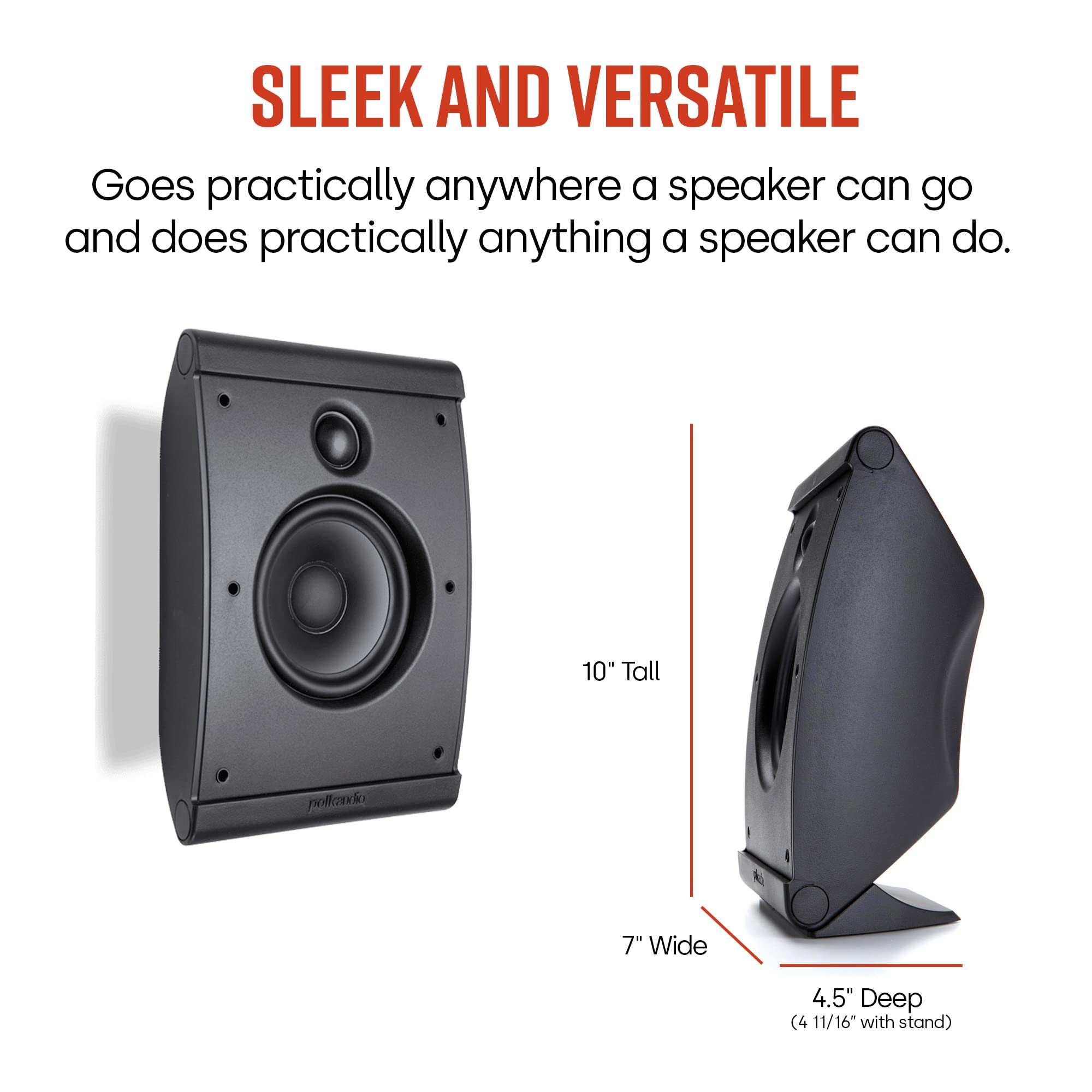 Polk Audio OWM3 Wall Mount & Bookshelf Speakers - High Performance Versatile Loudspeakers with Paintable Grilles (Pair, Black) - Perfect for Home Theater, Gaming & Music Listening