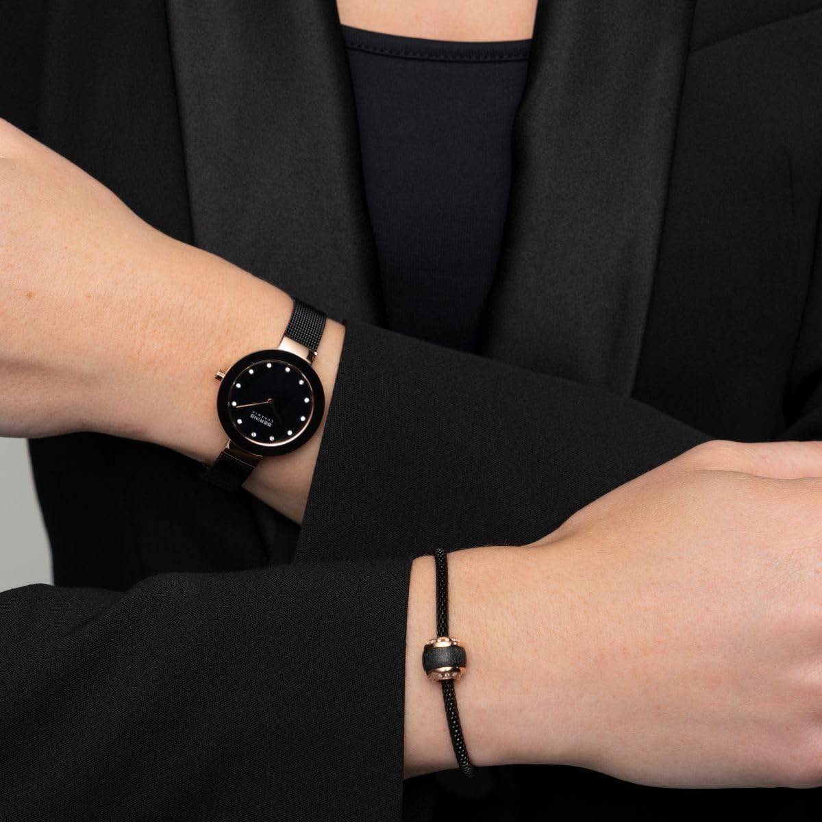 BERING Women's Ceramic Watch with Quartz Movement, Stainless Steel Case & Sapphire Crystal Glass - Elegant Timepiece for Office, Party & Everyday Wear