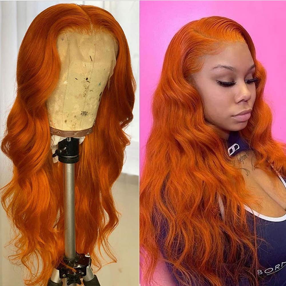 HD Transparent Swiss Lace 13x4 Ginger Lace Front Wigs for Black Women - 22 Inch Brazilian Body Wave Human Hair Wig with Pre-Plucked Hairline & Baby Hair | Natural Look for Daily Wear, Cosplay & Special Occasions