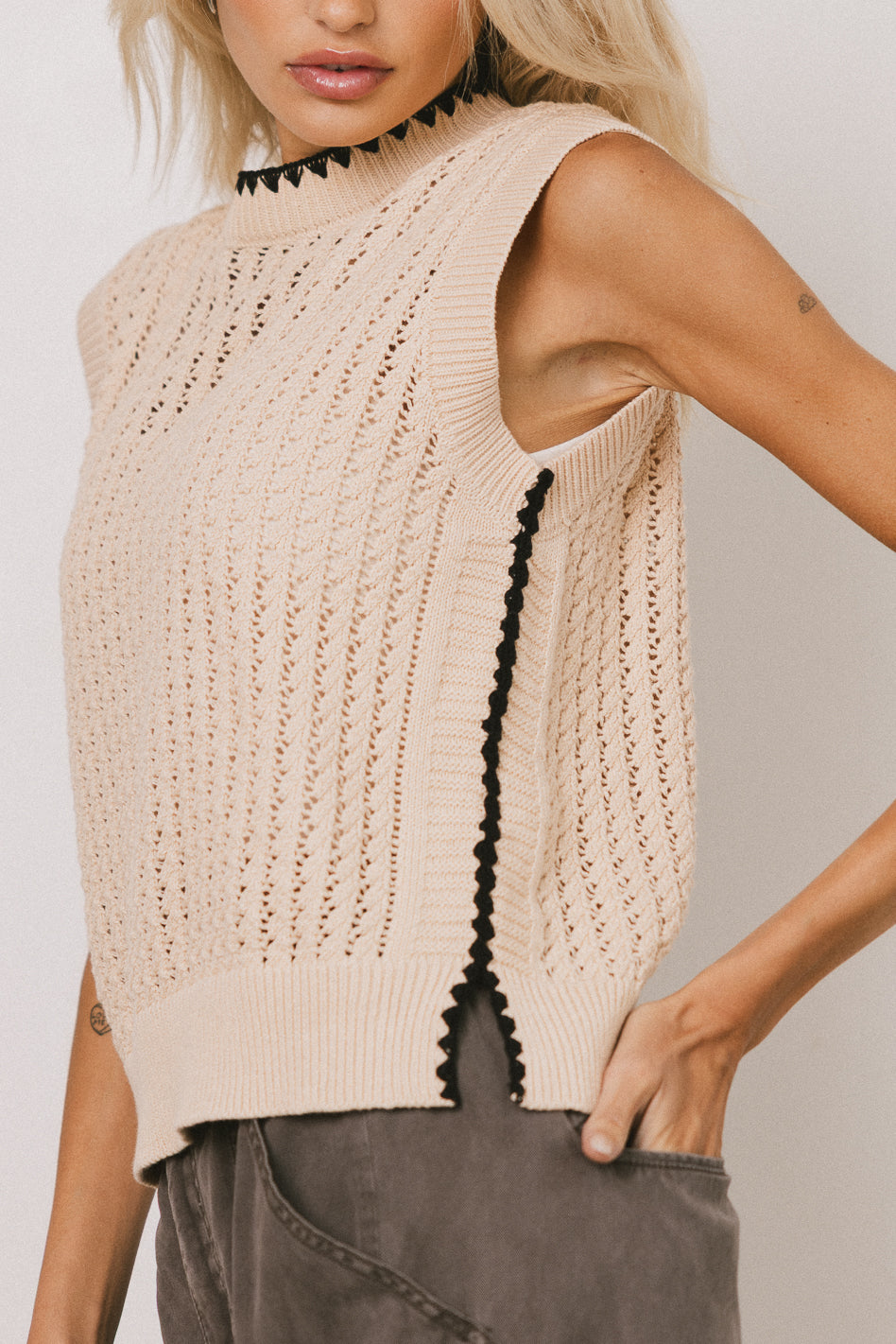 Nancy Women's Sleeveless Knit Sweater Top - Lightweight Summer Pullover for Casual Wear & Office Outfits