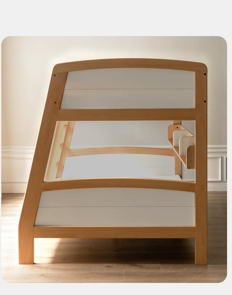 Solid Wood Poplar Kids Bunk Bed with Ladder & Guardrail - Space-Saving Multifunctional Loft Bed for Small Rooms, Dorms & Shared Kids Bedrooms