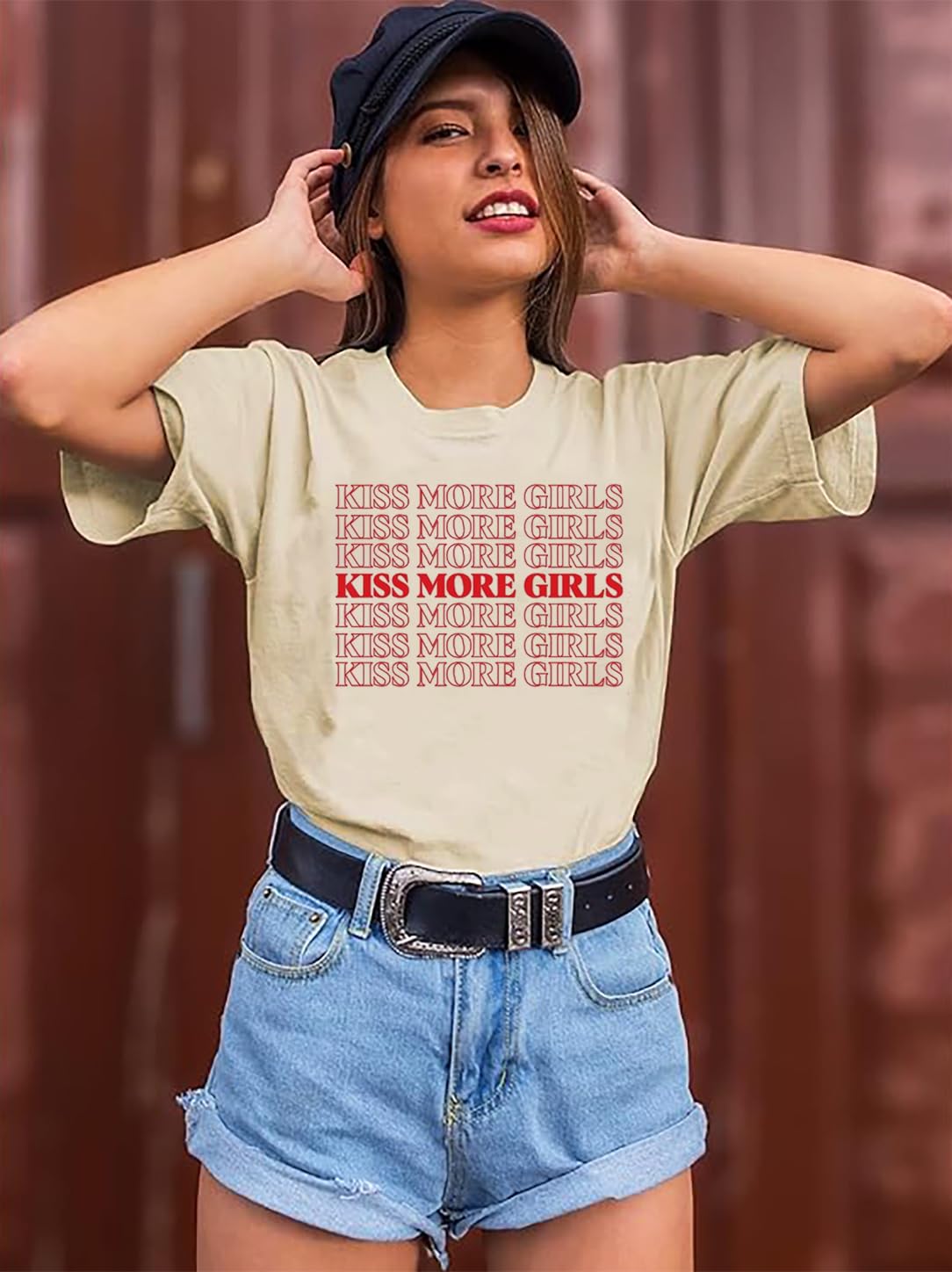 Lesbian Pride T-Shirt for Women - Kiss More Girls Gay Pride Shirt, LGBT Equality Tee, Casual Short Sleeve Inspirational Top - Perfect for Pride Parades, LGBTQ+ Events & Everyday Wear