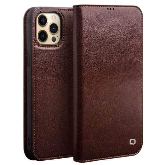 QIALINO Genuine Leather Case for iPhone 13 - Premium Protection & Slim Fit - Perfect for Work, Travel & Everyday Use