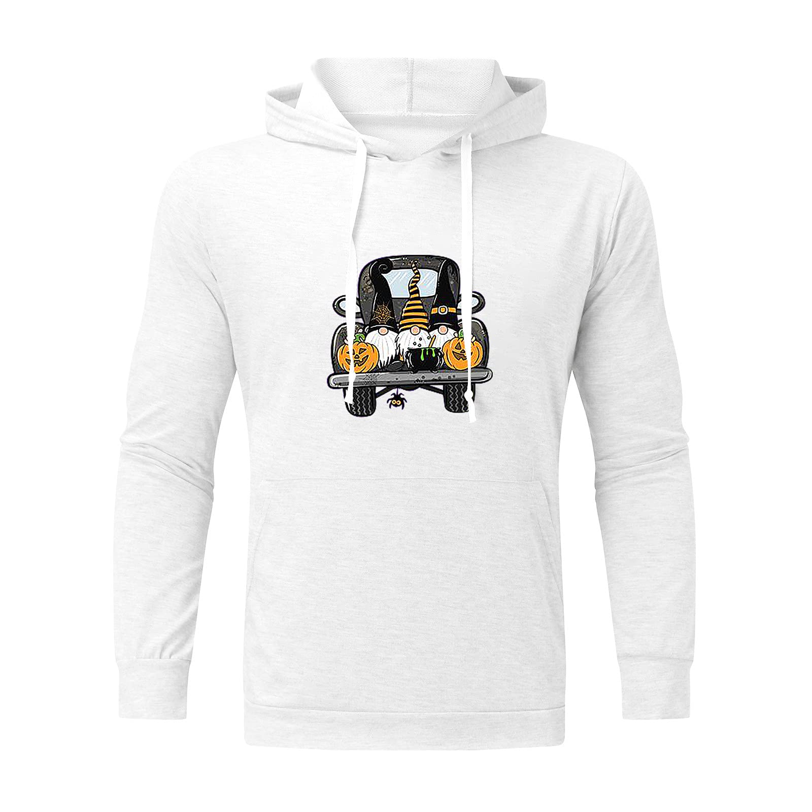 JustHIGH Men's Halloween Print Hooded Sweatshirt - Fashion Casual Long Sleeve Pullover with Drawstring & Pockets - Perfect for Halloween Costumes, Fall Fashion & Streetwear Outfits