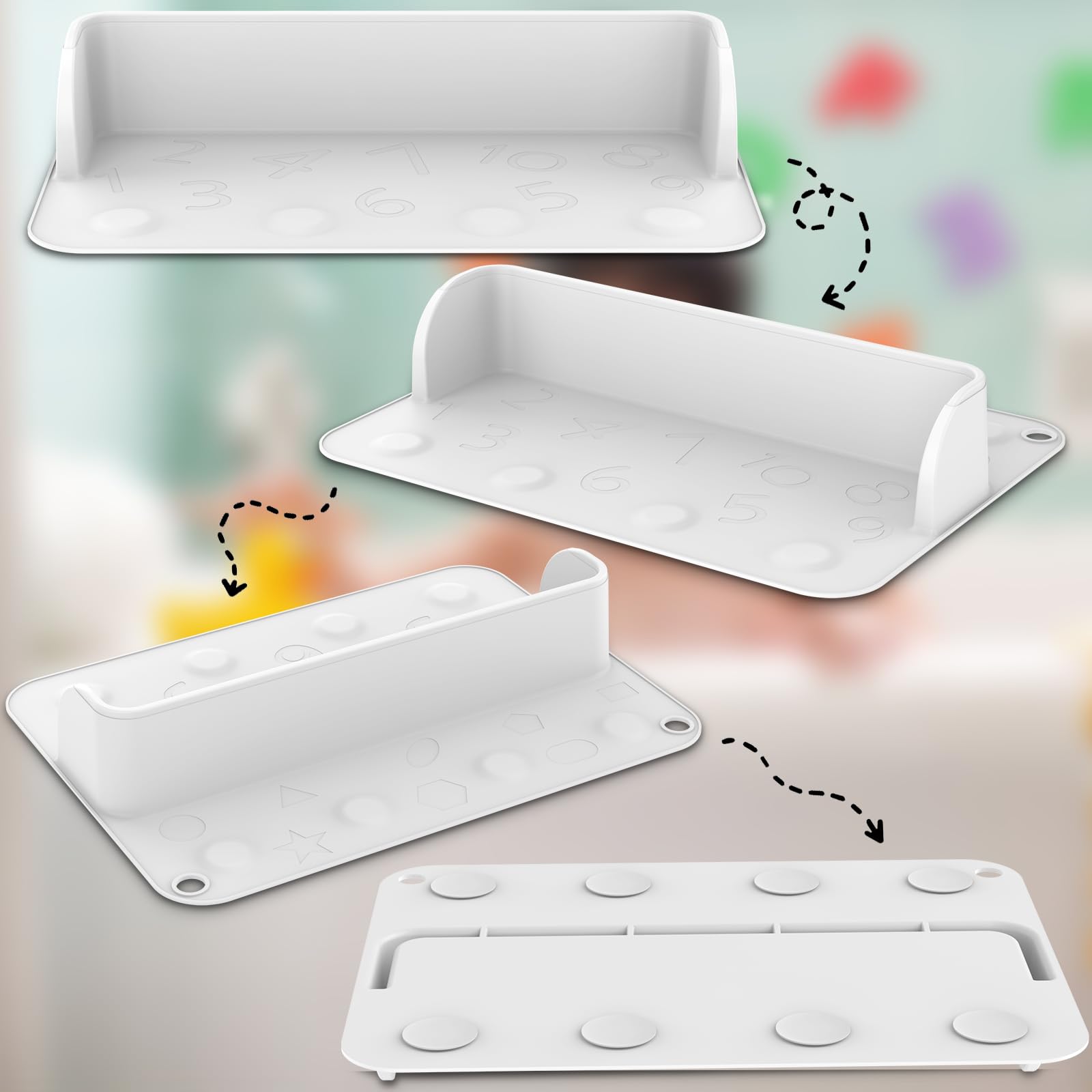 2 Pack 36IN Bathtub Splash Guard for Kids - Non-Slip Play Shelf with 16 Suction Cups, Premium Silicone Baby Bath Tub Splash Protector for Toddlers (White) - Perfect for Bath Time Fun & Water Play Safety