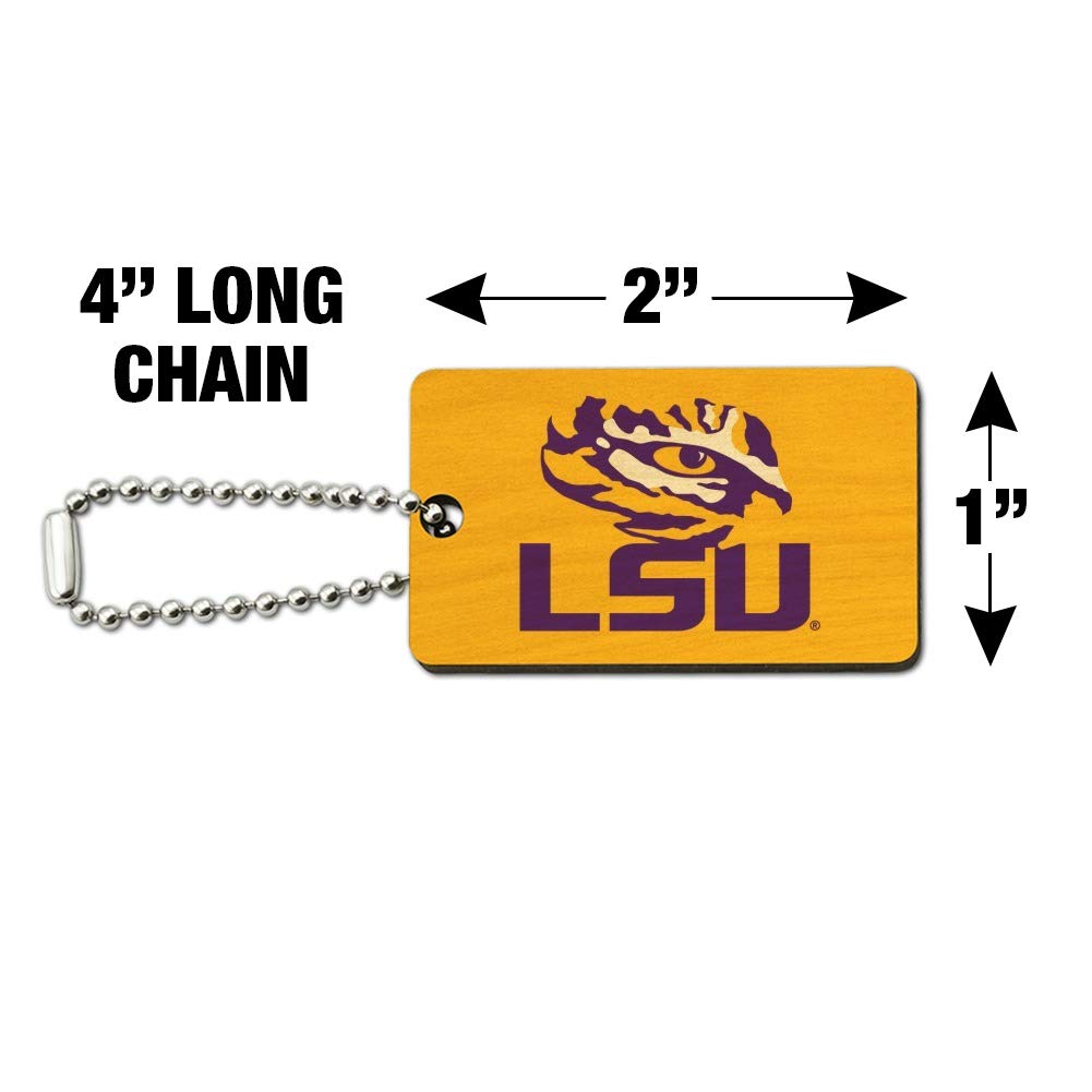 LSU Tigers Wooden Keychain - Tiger Eye on Yellow Wood Rectangle Key Ring for Fans, Alumni & Students - Perfect for Gameday, Graduation & School Spirit Gifts