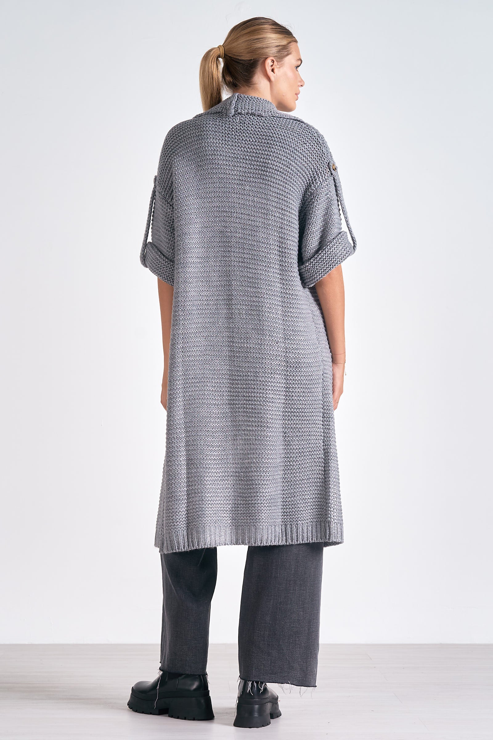 Soft & Warm 3/4 Sleeve Cardigan Sweater in Charcoal Grey - Perfect for Fall & Winter Layering