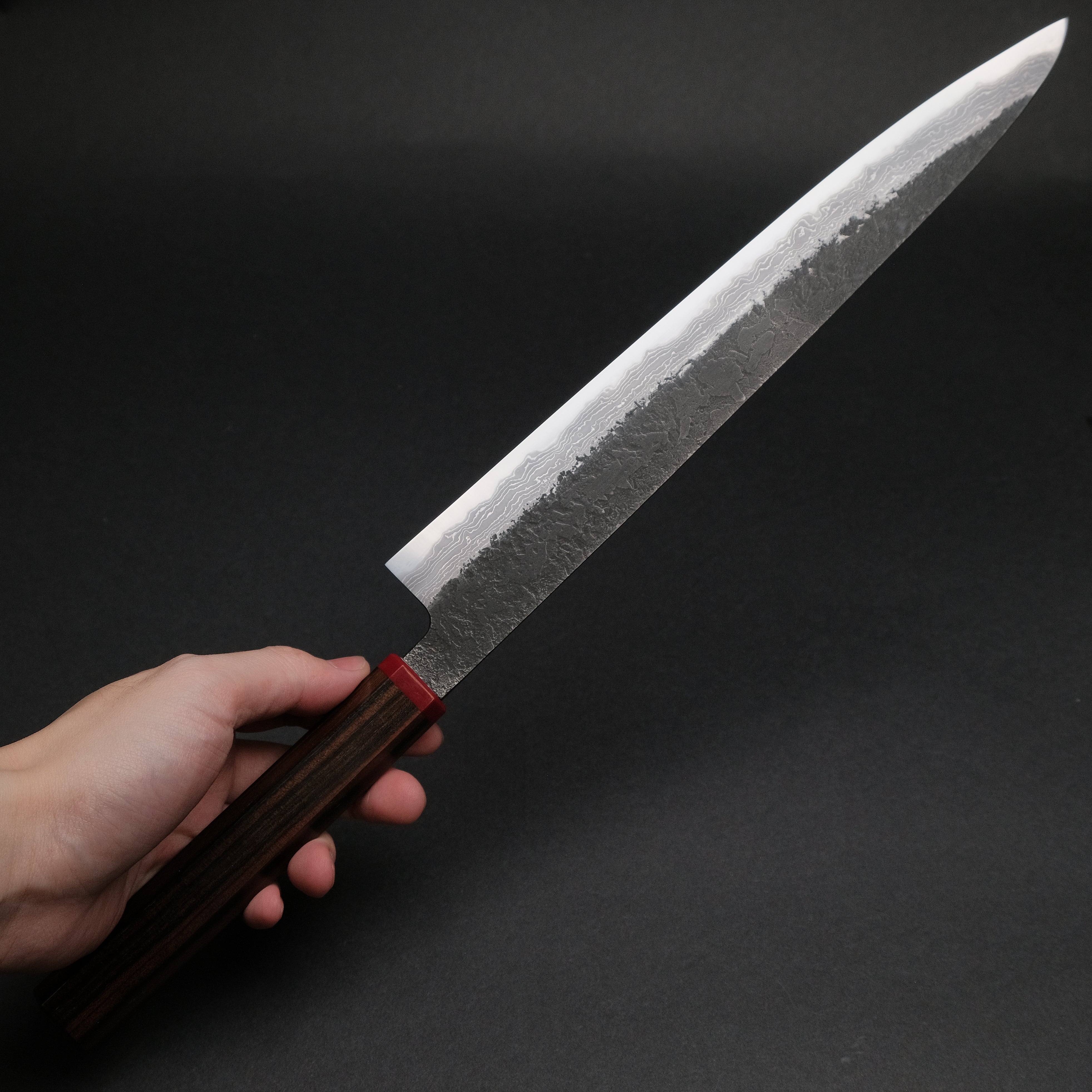 Premium Ajikataya White #2 Nashiji Damascus Sujihiki 270mm Japanese Chef Knife with Ebony & TQP Handle (#38) - Perfect for Slicing Sashimi, Meat, and Precision Cutting in Professional Kitchens