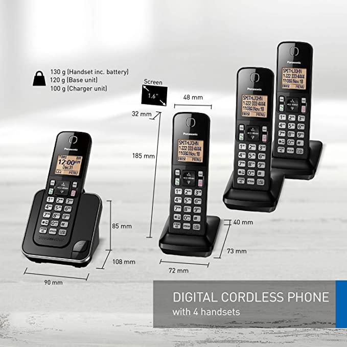 Refurbished PANASONIC KXTGC384 4-Handset Cordless Phone with Home Essentials Warranty - Perfect for Home & Office Communication