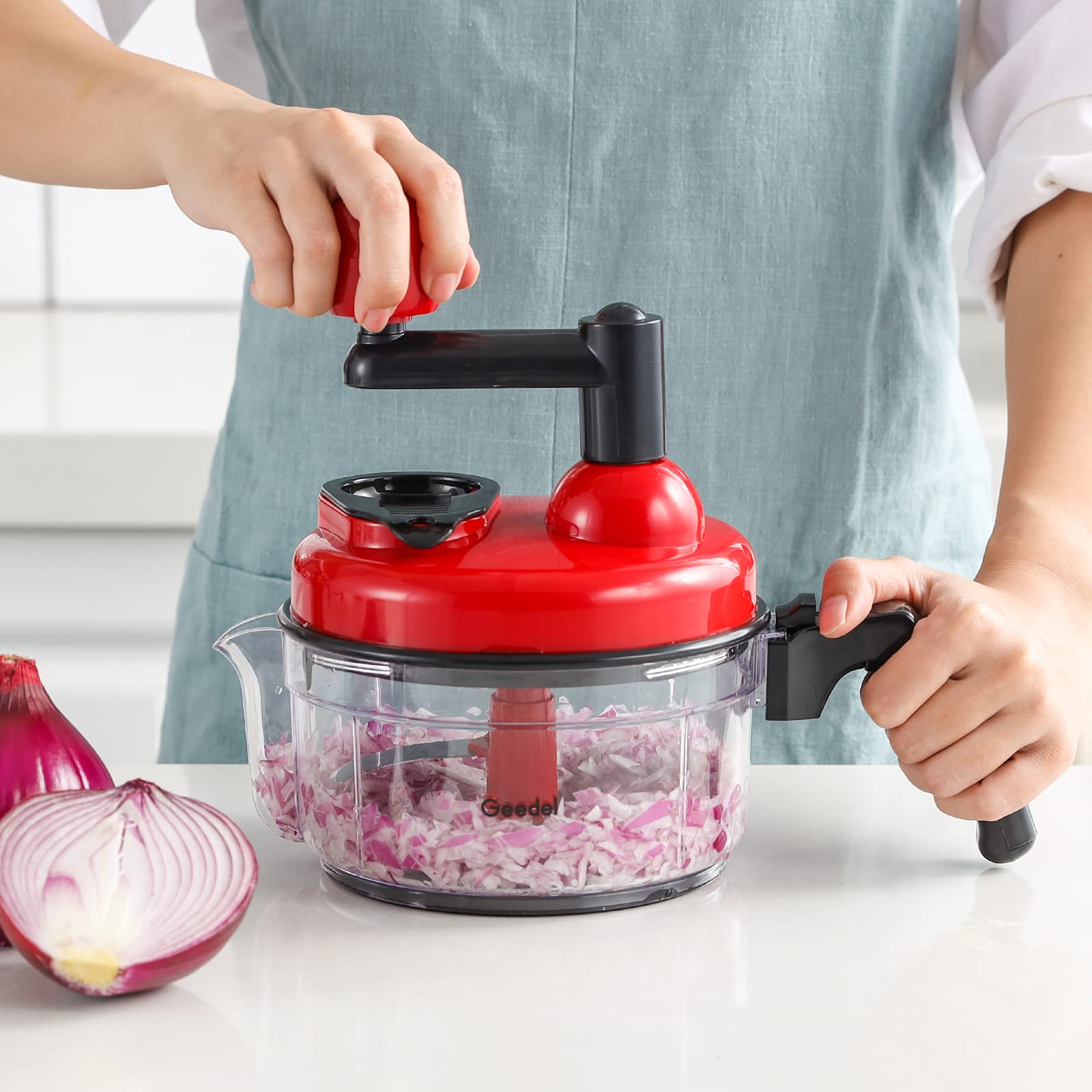 Geedel Hand Food Chopper - Manual Vegetable Dicer for Onion, Garlic, Salad & Salsa - Perfect for Kitchen Prep