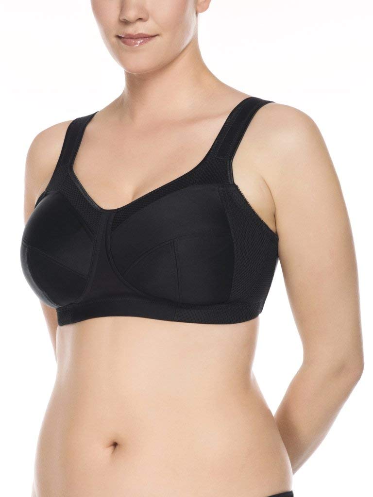 Ulla Kate Women's Non-Wired Plus Size Support Sports Bra 6028 - Black Size 40N | High-Impact Workout & Yoga Comfort