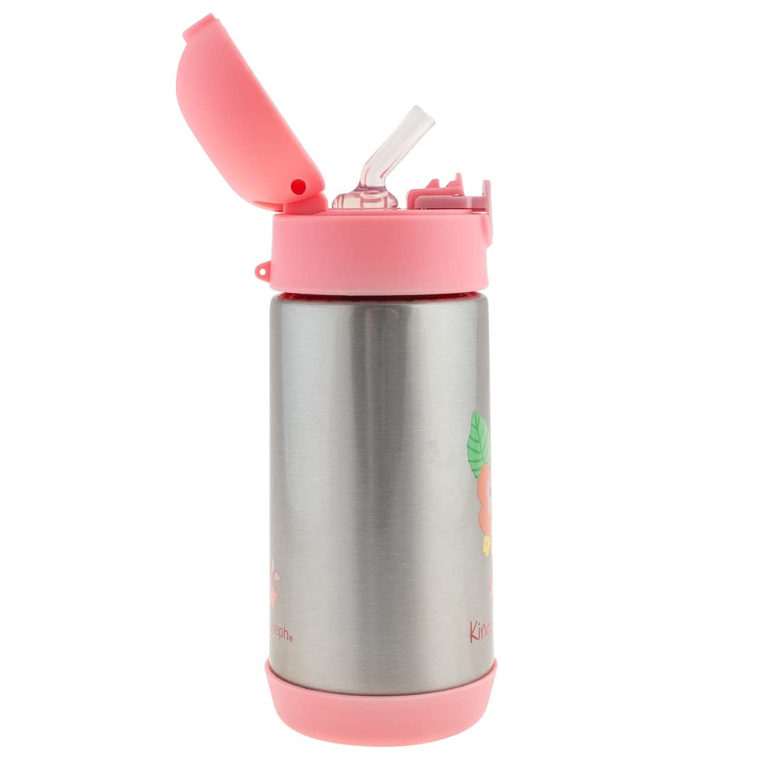 Stephen Joseph Double Wall Stainless Steel Water Bottle for Kids - 11.8oz Vacuum Insulated Toddler Bottle with Straw, BPA-Free, Leak Proof, FLORAL Design (SJ1212) - Perfect for School, Travel & Outdoor Activities