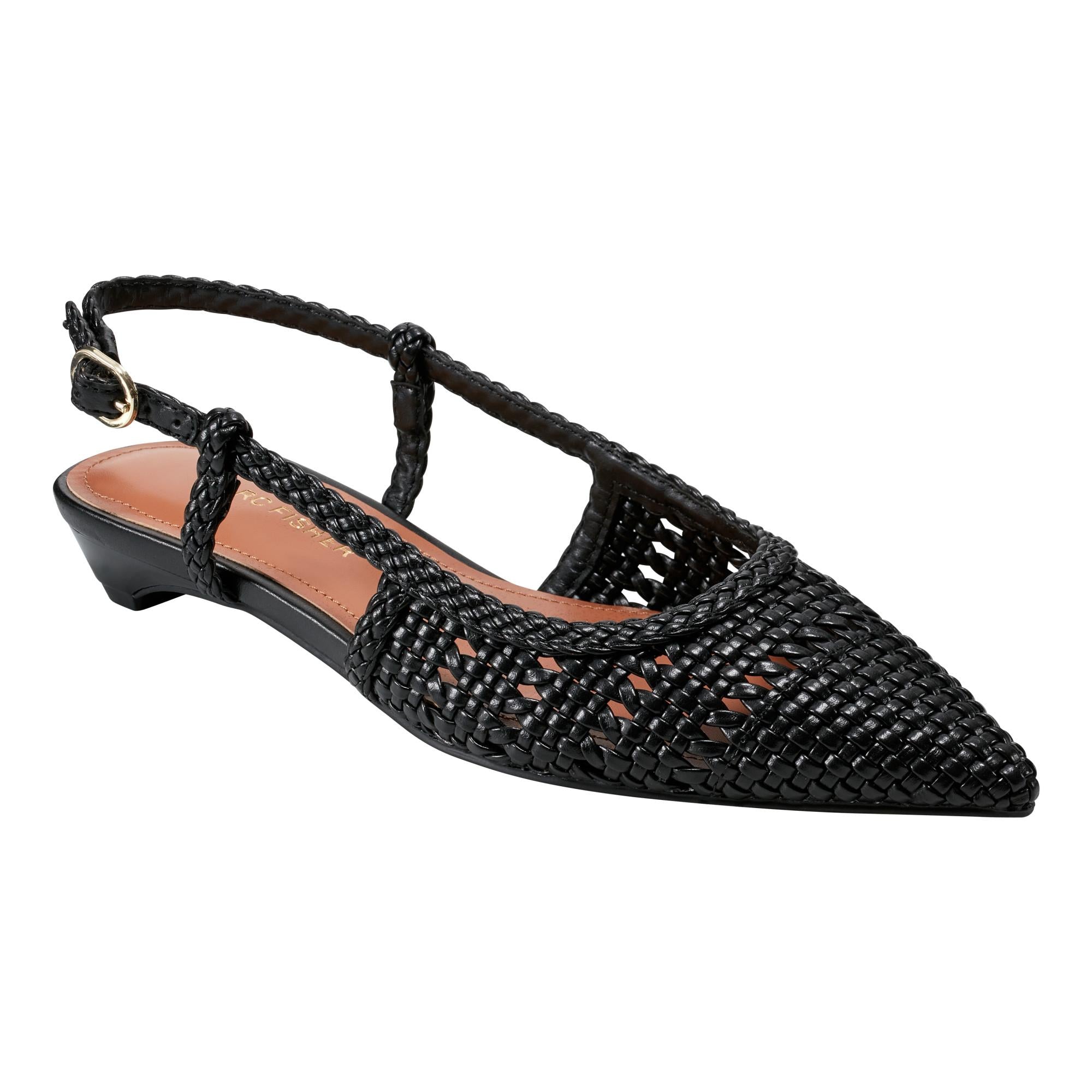 Marc Fisher Women's Kelysa Black Leather Pointed Toe Ankle Boots with Woven Fez Nappa Design - Perfect for Office, Date Night & Fall Fashion Outfits