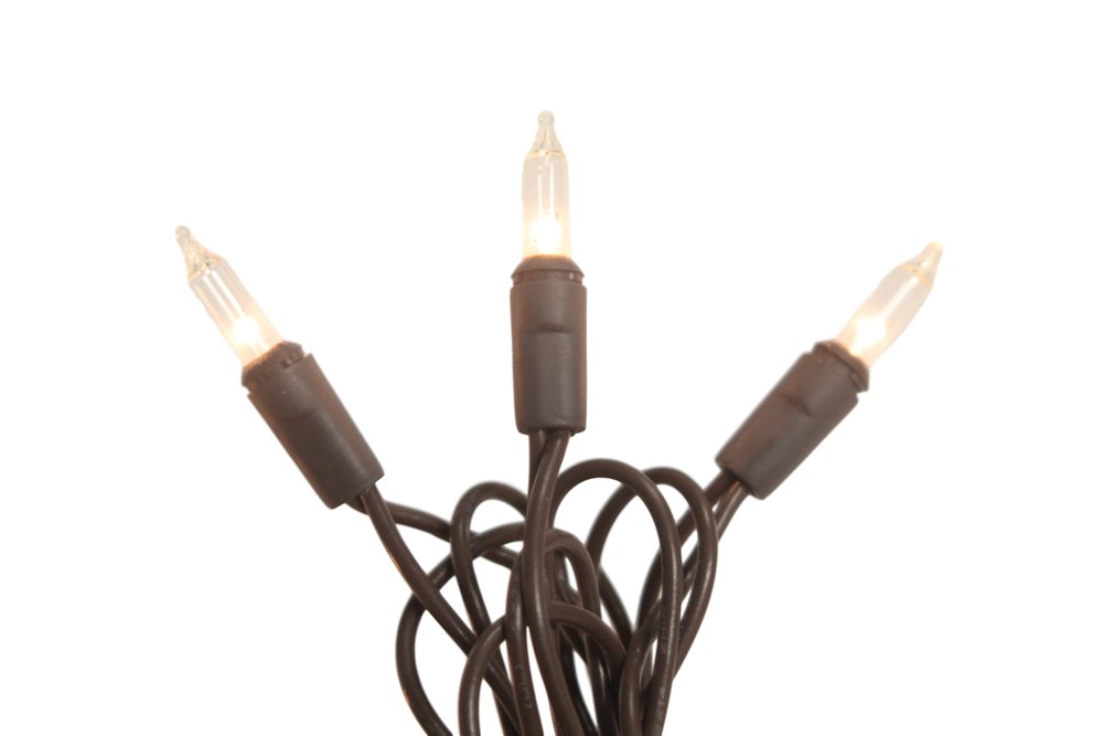 Christmas Mini Lights - 100 Clear LED Lights with 42 Ft Brown Wire, Bulk Pack of 25 Strings (1,050 Feet Total) - Indoor/Outdoor Holiday Decor for Trees, Windows & Home