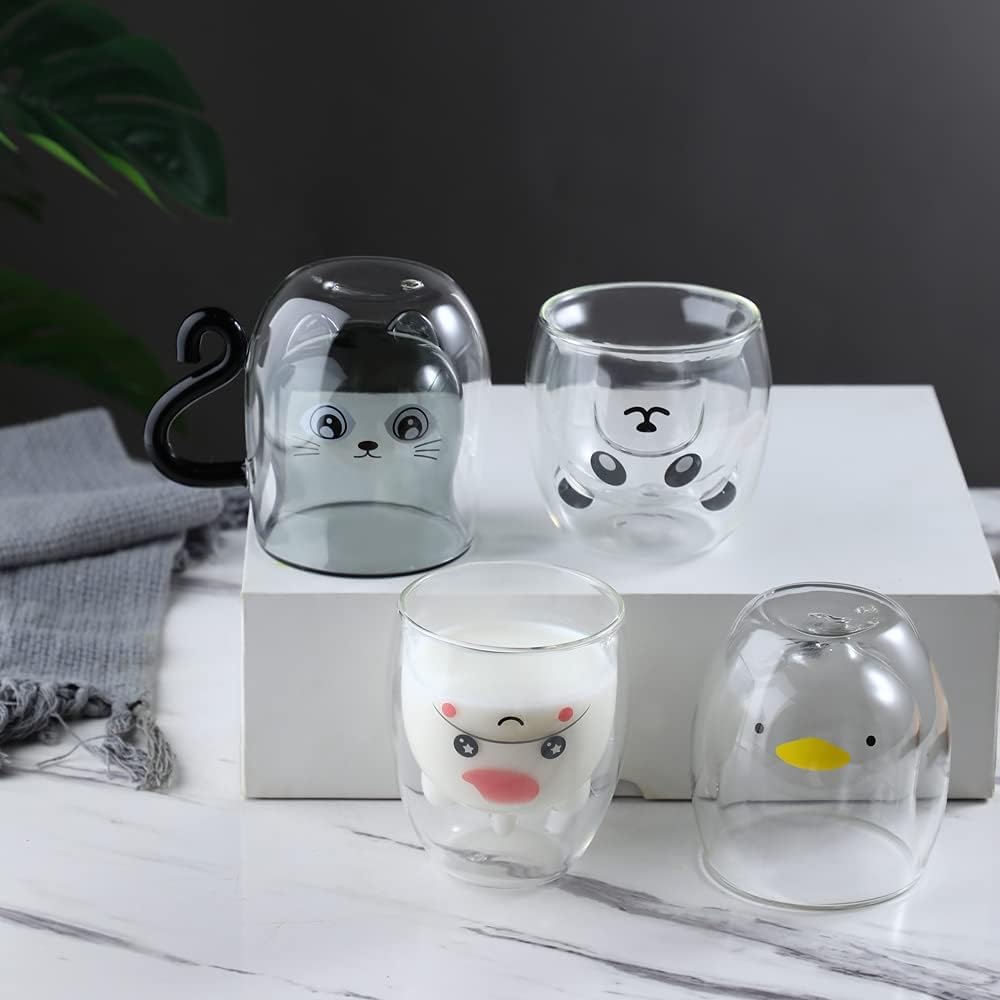 Cute Panda Mug - Double Wall Insulated Glass Coffee Cup for Espresso, Tea & Milk - Kawaii Panda Design - Perfect Birthday & Christmas Gift - Ideal for Home, Office & Gifts