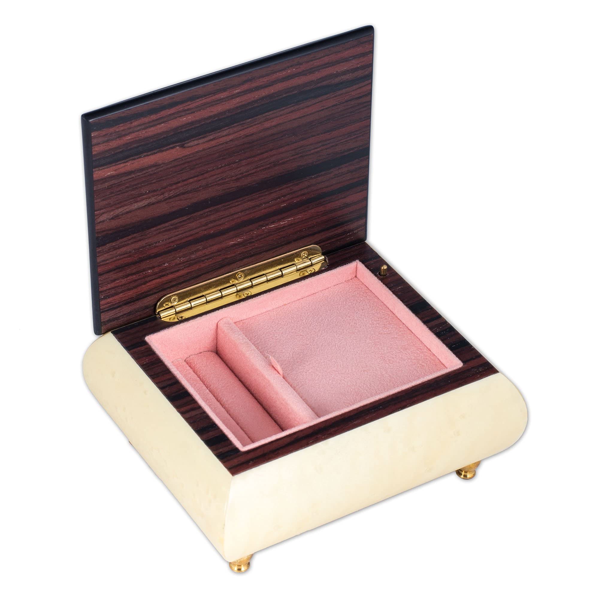 Elegant Matte Finish Italian Inlaid Ballet Slipper Music Box - Customizable Tune Jewelry Box for Home Decor, Gift & Wedding Keepsake