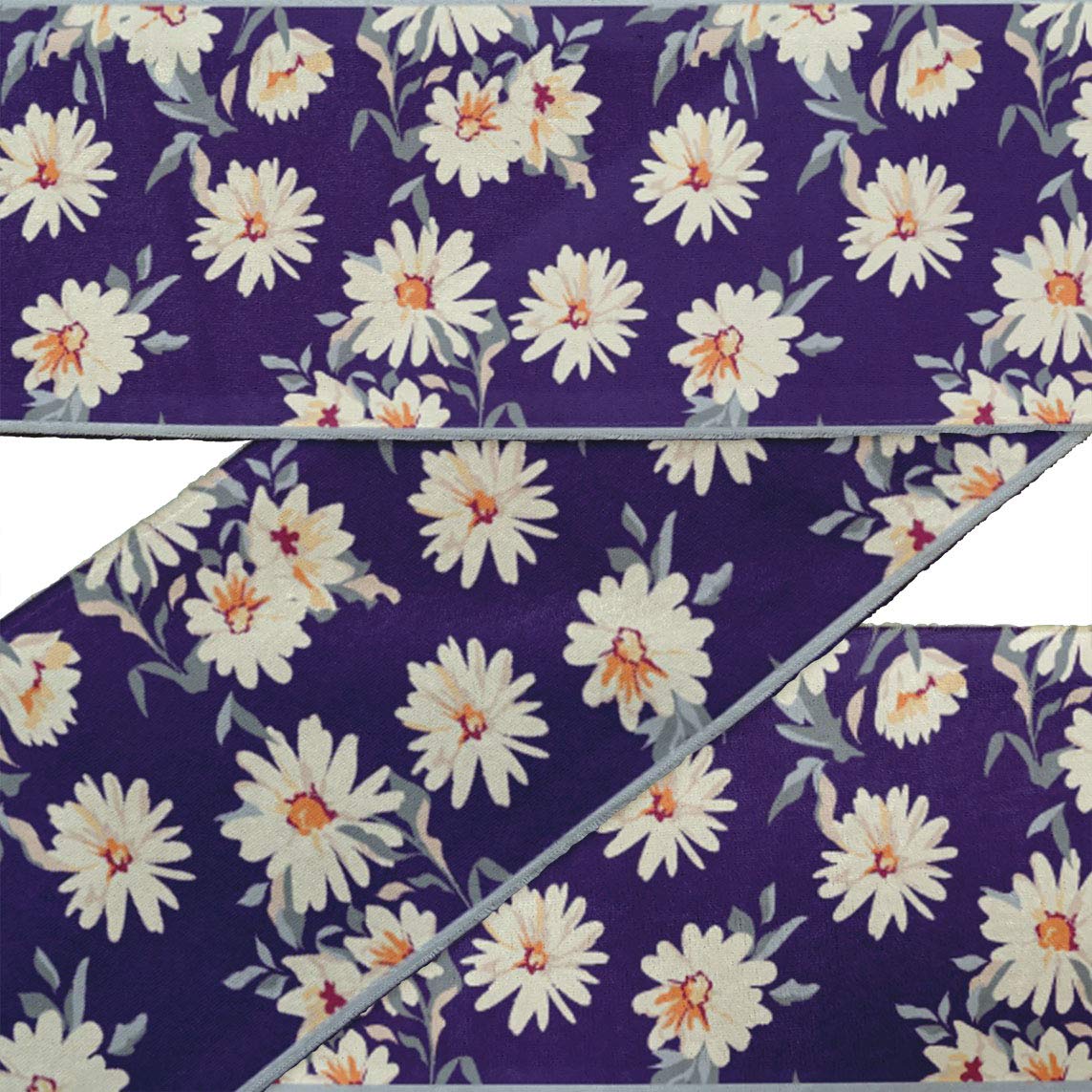 Blue Leaves & Floral Artistic Printed Velvet Ribbon Trim - 9 Yards x 3 Inches Wide for Sewing, Crafts, DIY Accessories | Perfect for Gift Wrapping, Home Decor, Scrapbooking & Fashion Embellishments