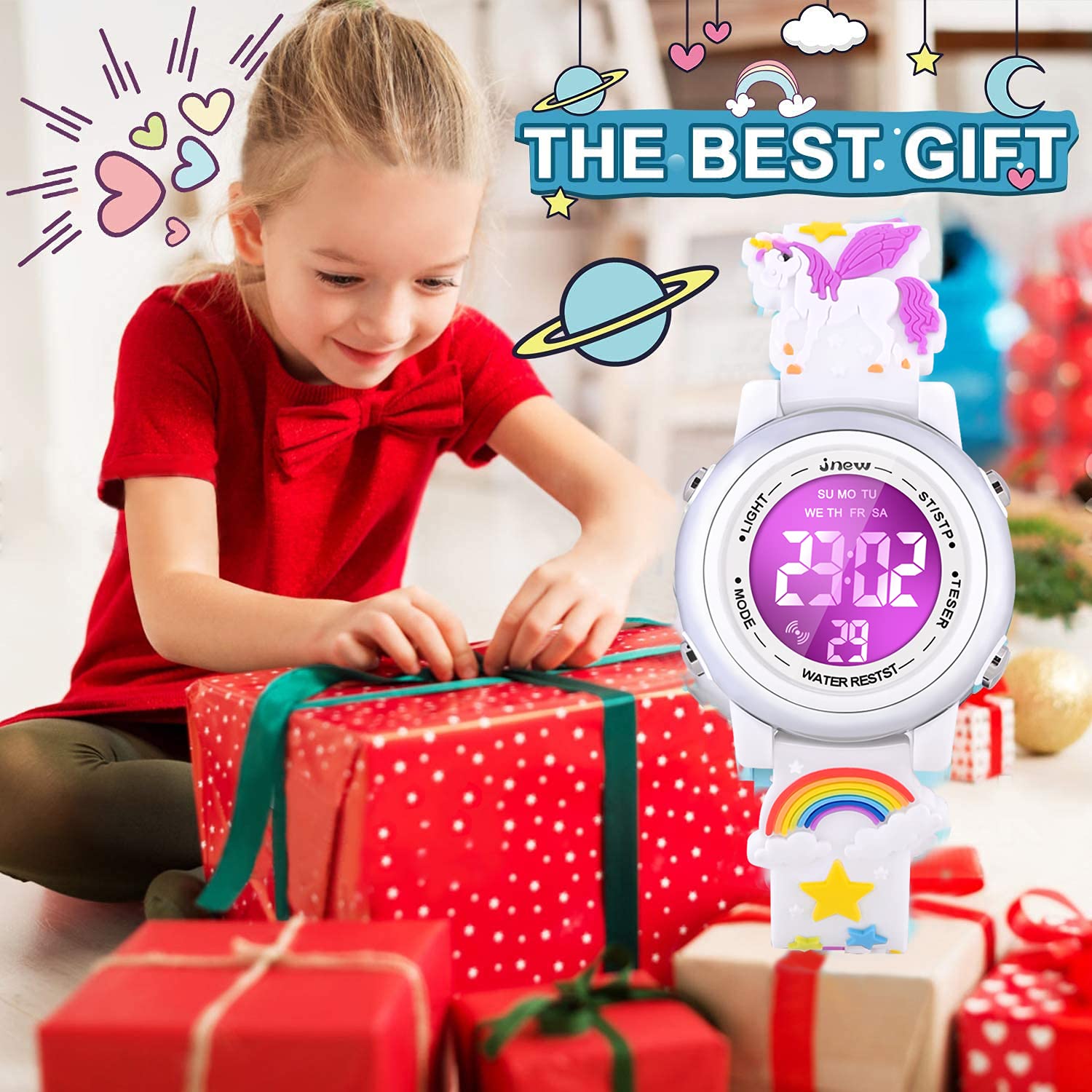 3D Cartoon Waterproof Watch for Girls with Alarm - Best Gift for Ages 3-12 | Swimming & School Use