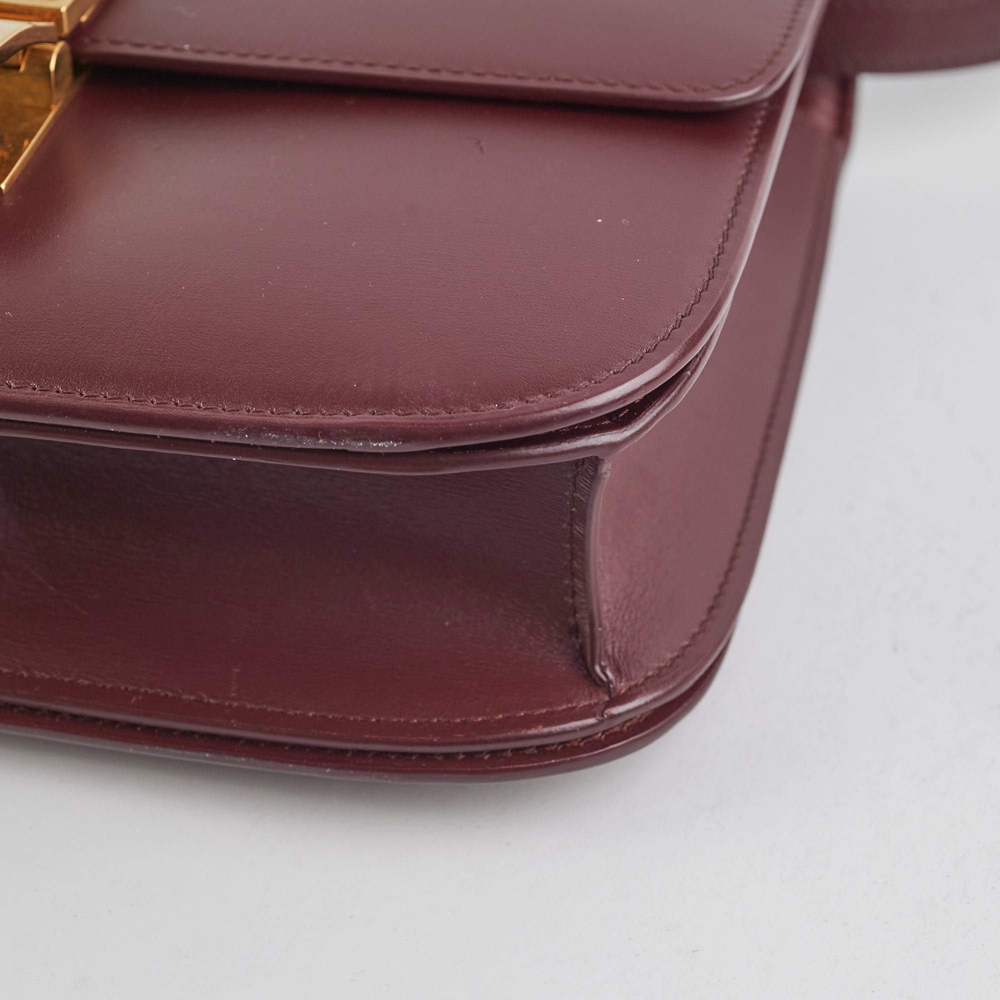 Celine Medium Box Burgundy Leather Crossbody Bag for Women - Luxury Designer Handbag for Work, Travel & Everyday Use