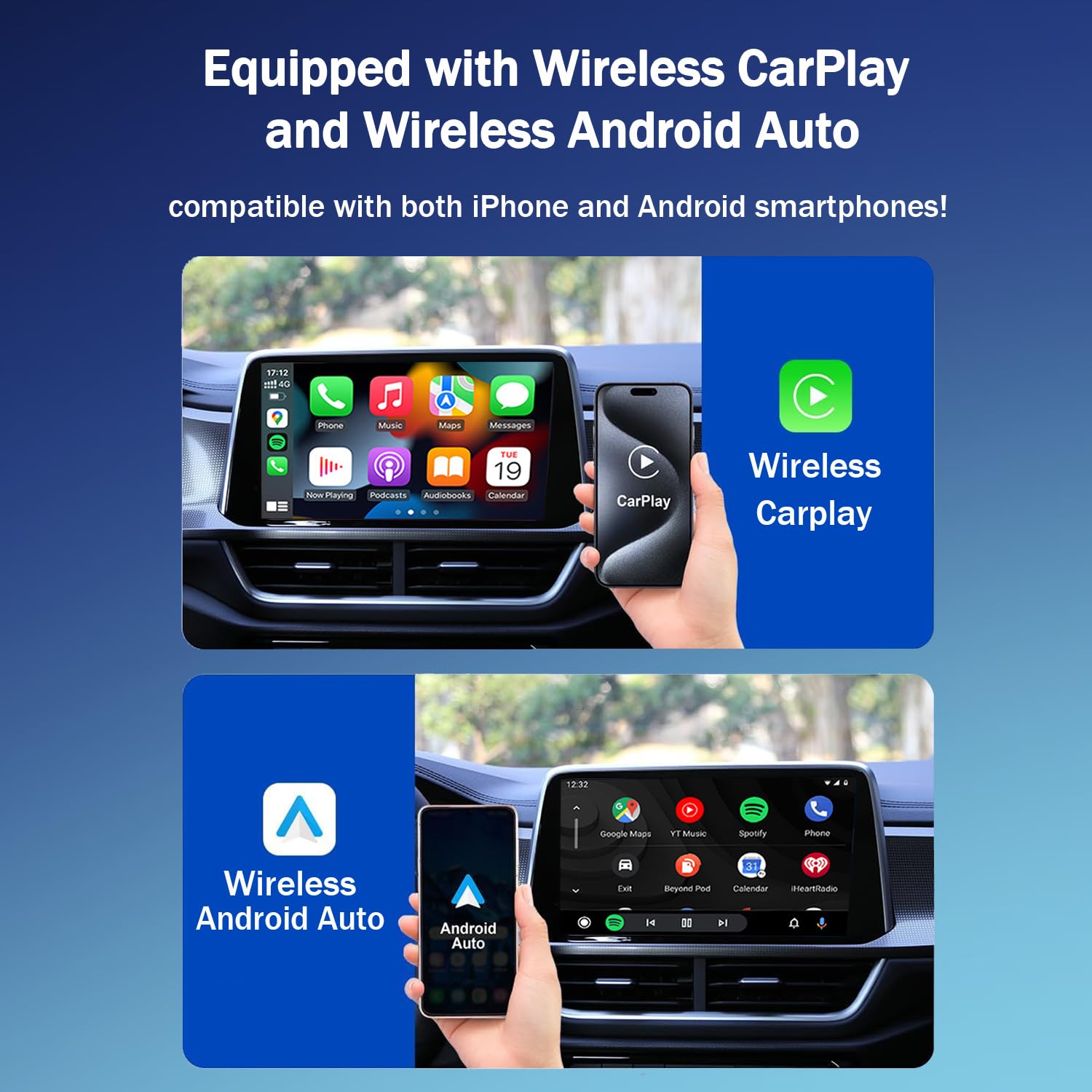Wireless CarPlay Android Auto Adapter with HDMI Input - Plug & Play Car TV Mate Max for Wired CarPlay Cars | Fire TV Stick Converter | Watch Netflix, YouTube & Movies in Vehicle | Perfect for Road Trips & Commuting