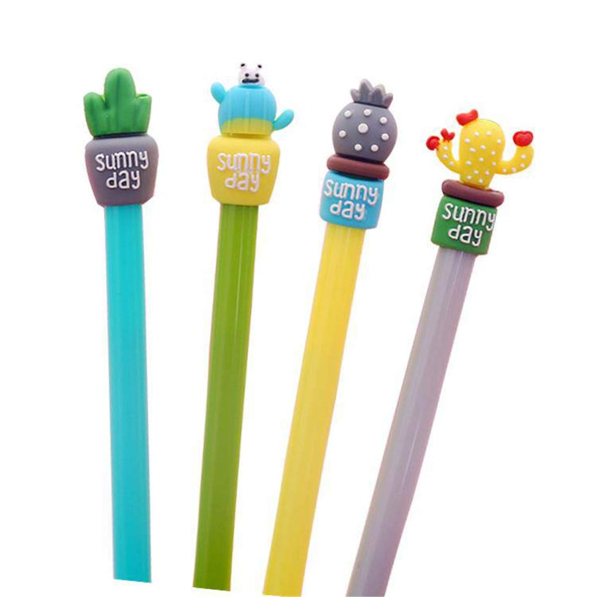 Unique Cactus Bonsai Shaped Fashion Gel Pens - Set of 6 Cute Cartoon Ballpoint Pens for Creative Writing, School & Office Supplies | Perfect Gift for Students & Stationery Lovers