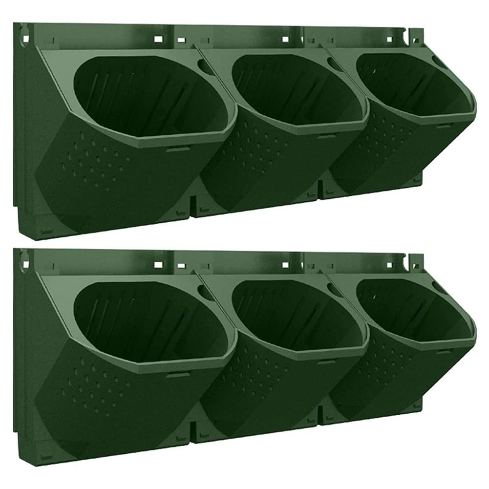 Vertical Garden Planter Set - 2 Pack Self Watering Wall Hanging Planters for Indoor/Outdoor Decor | Green Plastic Flower Pots for Herbs, Succulents & Small Plants | Perfect for Balcony, Patio & Home Gardening