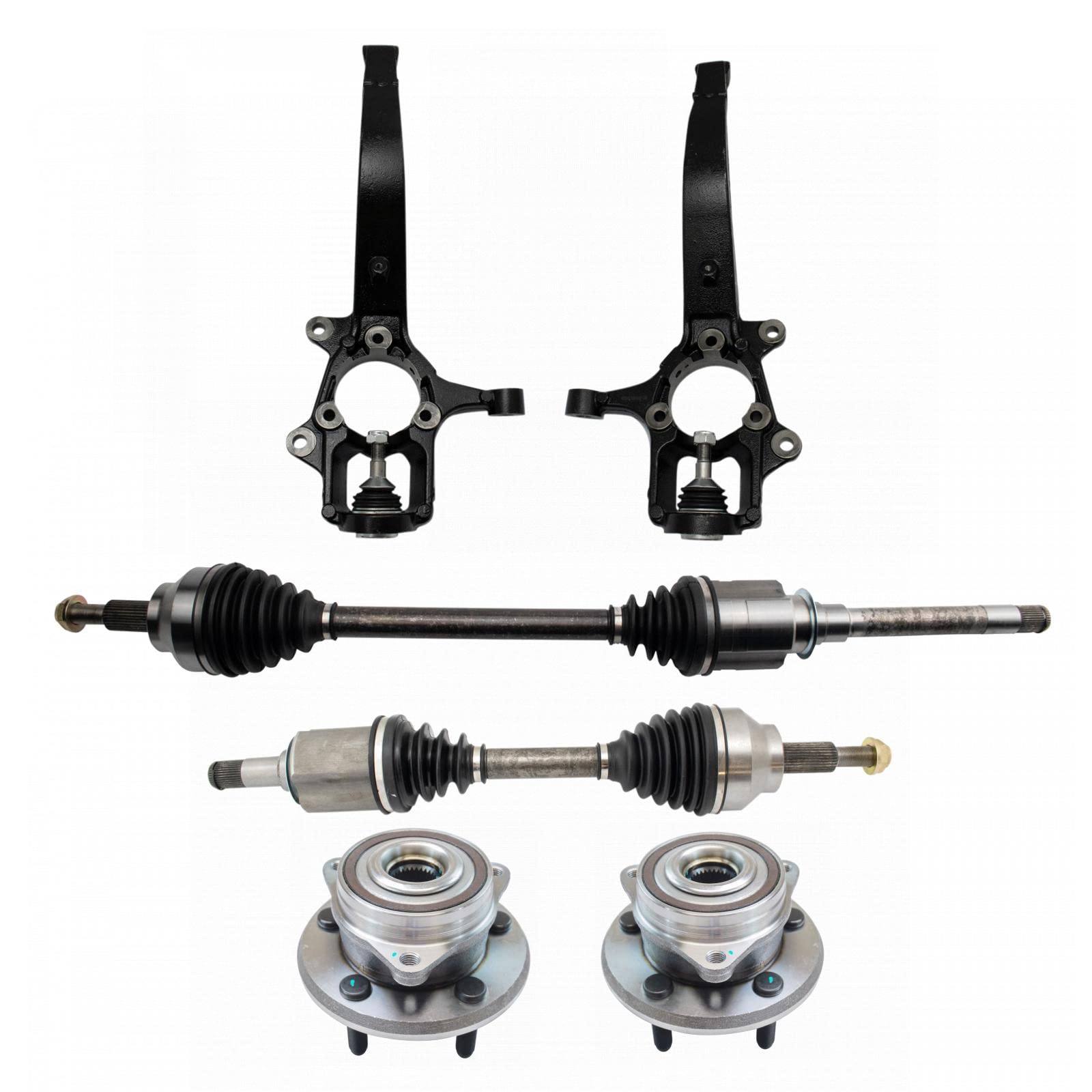 TRQ Front CV Axle Shaft Assembly & Steering Knuckle Wheel Hub Bearing Kit - Compatible with 2011-2015 Dodge Durango & Jeep Grand Cherokee - Perfect for Off-Roading, Daily Driving & Auto Repairs
