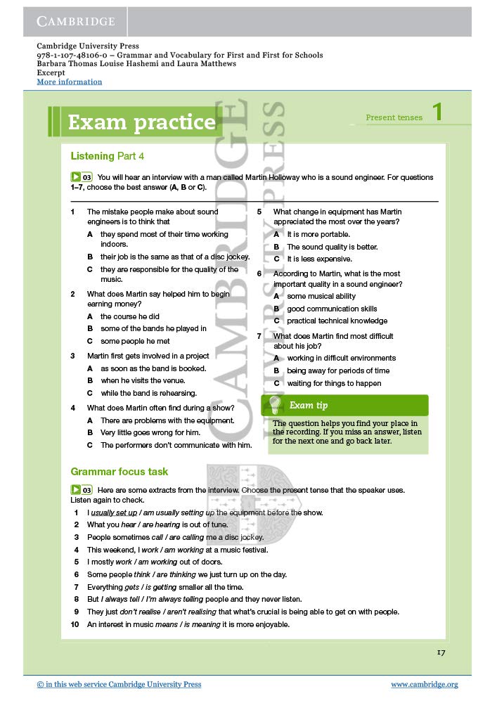 Cambridge Grammar and Vocabulary for First and First for Schools Book with Answers & Audio - B2 Level Exam Prep for Students | Perfect for Classroom Learning & Self-Study
