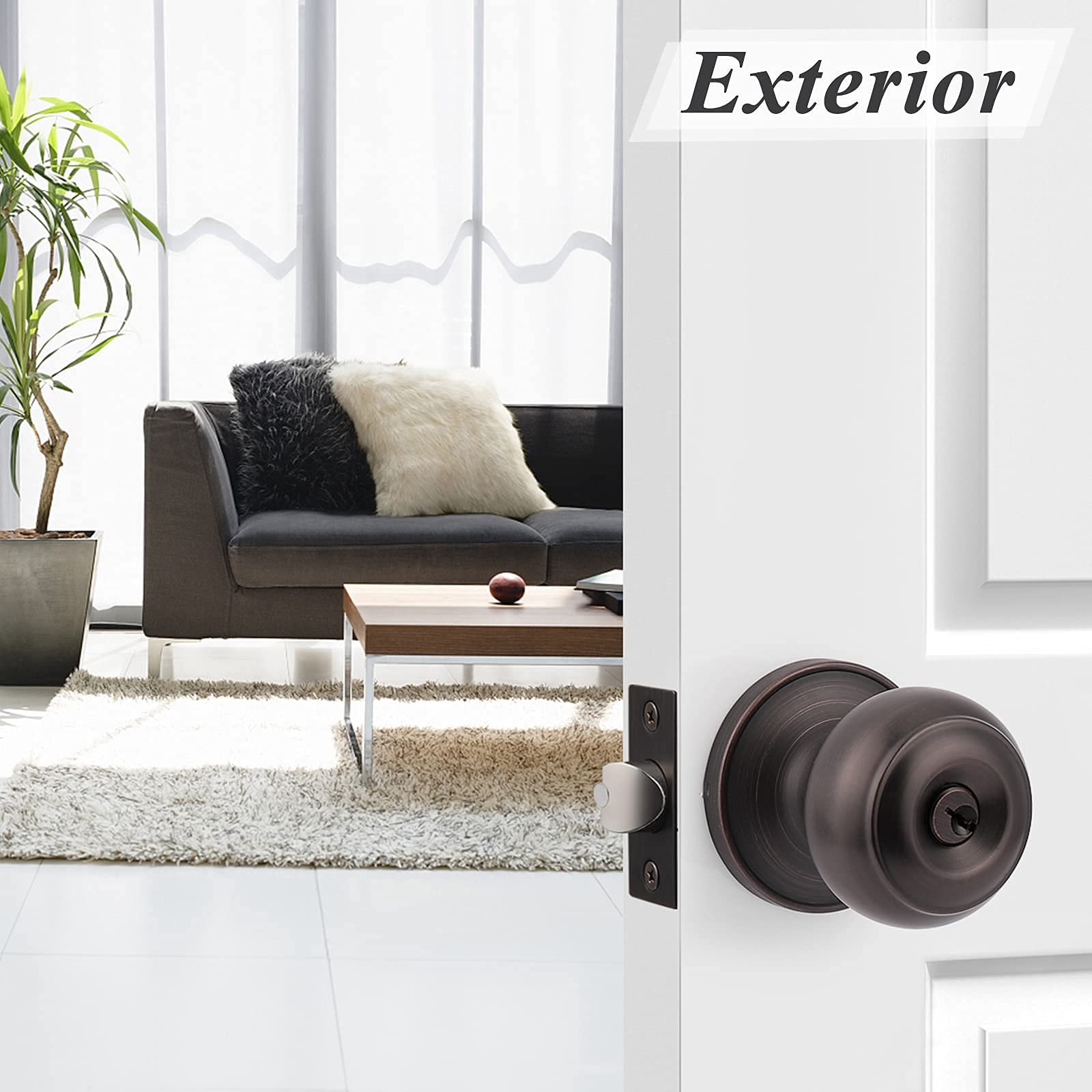 10-Pack Interior & 3-Pack Keyed Entry Door Knob Set in Oil Rubbed Bronze - Hall Closet & Home Security Door Handles for Bedroom, Bathroom & Front Door Installation