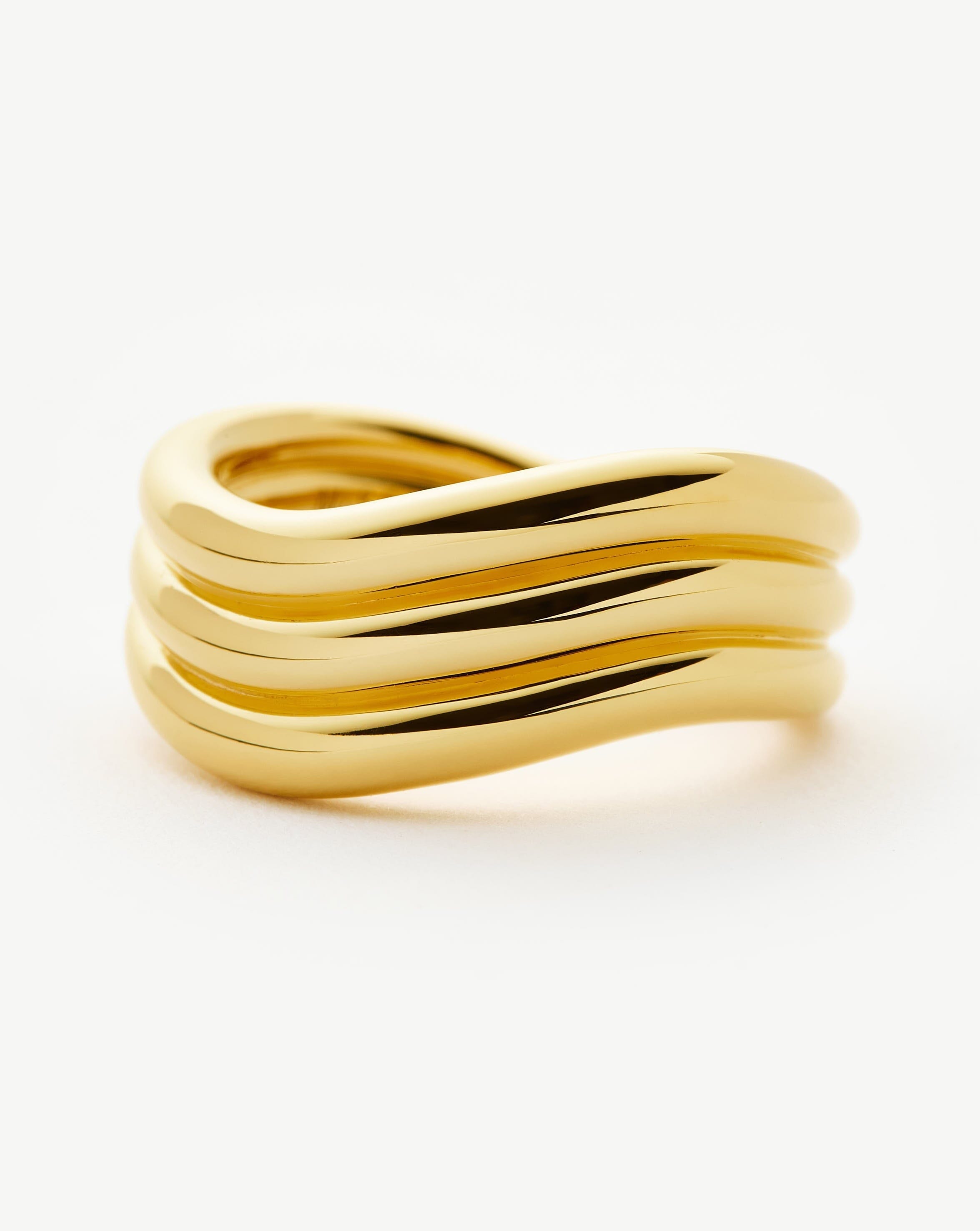 Savi Signature Triple Ring - 18k Gold Plated Women's Stackable Rings Set, Elegant Dainty Jewelry for Everyday Wear, Gift for Her, Anniversary, Birthday, Valentine's Day