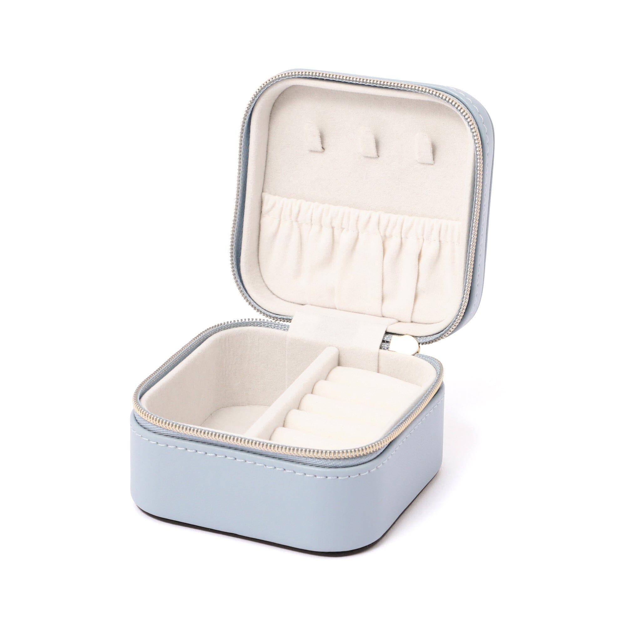 Elegant Blue Embroidery Flower Travel Jewelry Box - Perfect for Organizing Necklaces, Rings & Earrings on Vacation