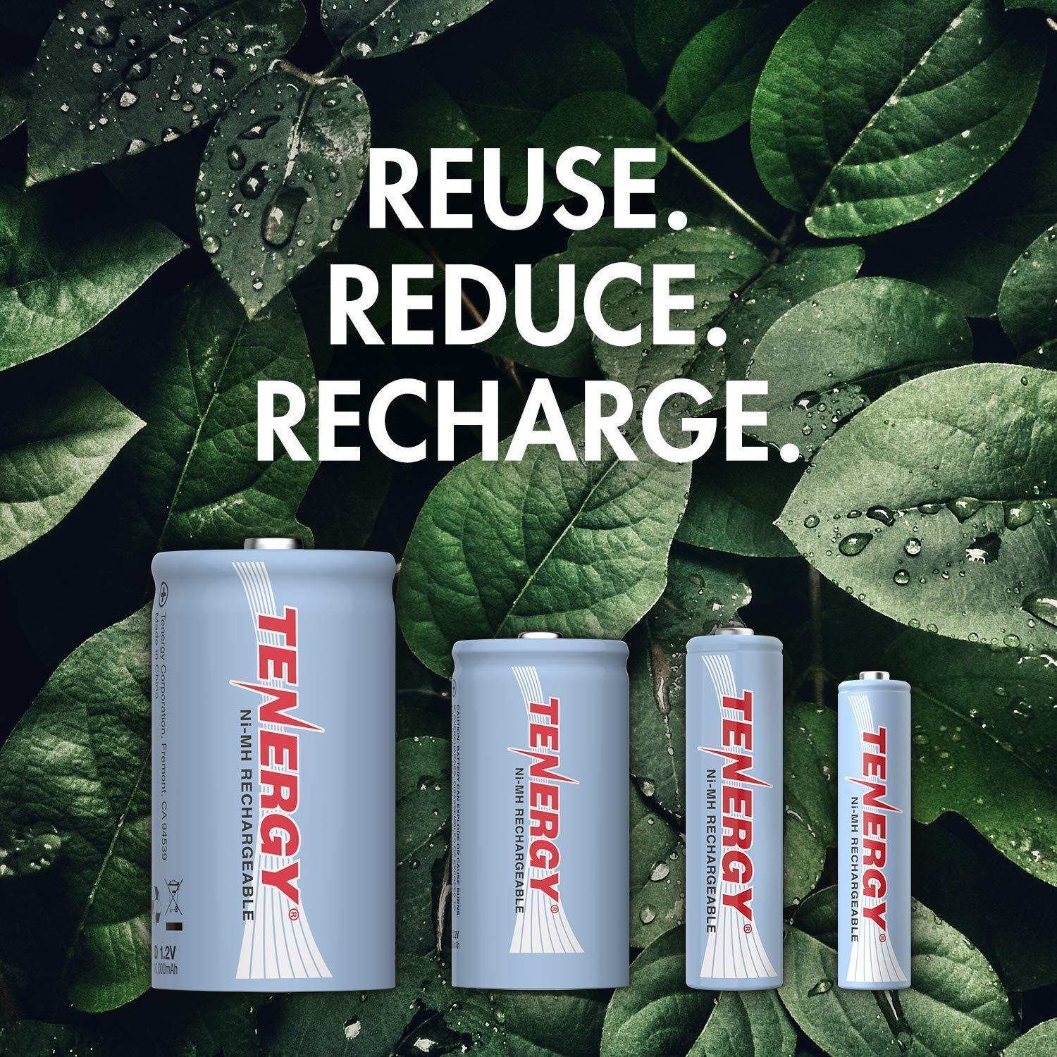 Tenergy 24 Pack Rechargeable Batteries with Charger - 8 AA, 8 AAA, 4 C, 4 D NiMH Batteries for Household Electronics | Perfect for Remote Controls, Toys, Flashlights & More