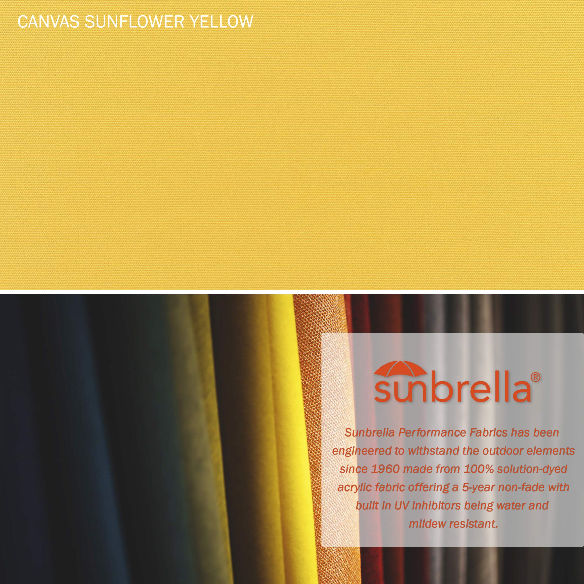 California Umbrella 9' Round Venture Series Commercial-Grade Patio Umbrella with Push-Open Pin Stop Mechanism - Silver Frame & Sunbrella Sunflower Yellow Fabric - Perfect for Outdoor Dining, Poolside Lounging, and Backyard Relaxation