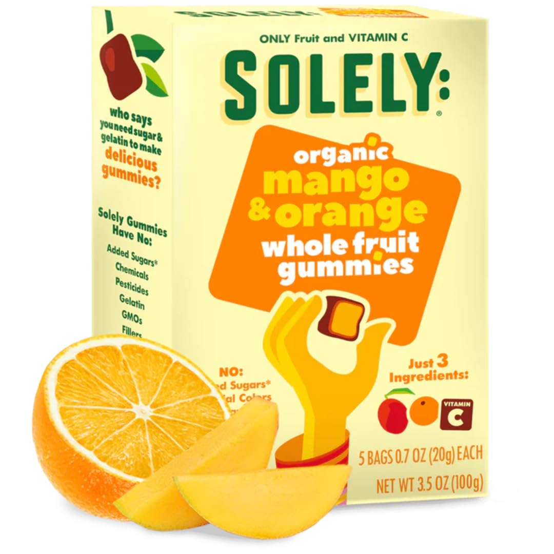 Solely Fruit Gummies - 3 Flavor Variety Pack (Strawberry, Mango, Pineapple) - No Added Sugar, Vegan, Gluten-Free - 3.5oz per Pack (3 Pack) - Healthy Snacks for Kids Lunchbox, Office Treats & On-The-Go Energy Boost