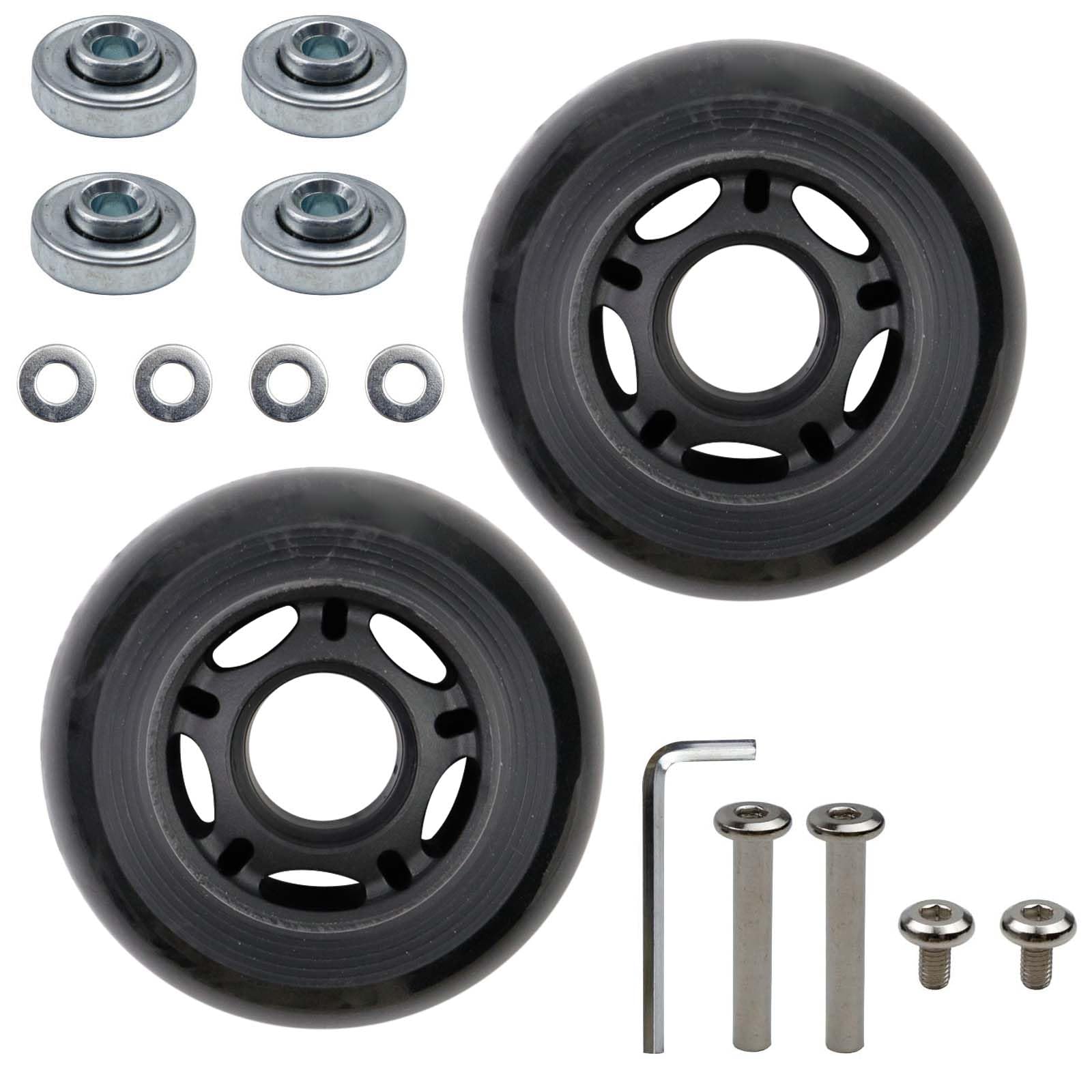 Woogim 2-Pack 2.75 Inch Black PVC Luggage Replacement Wheels - Durable Suitcase & Scooter Caster Wheels for Smooth Travel & Mobility