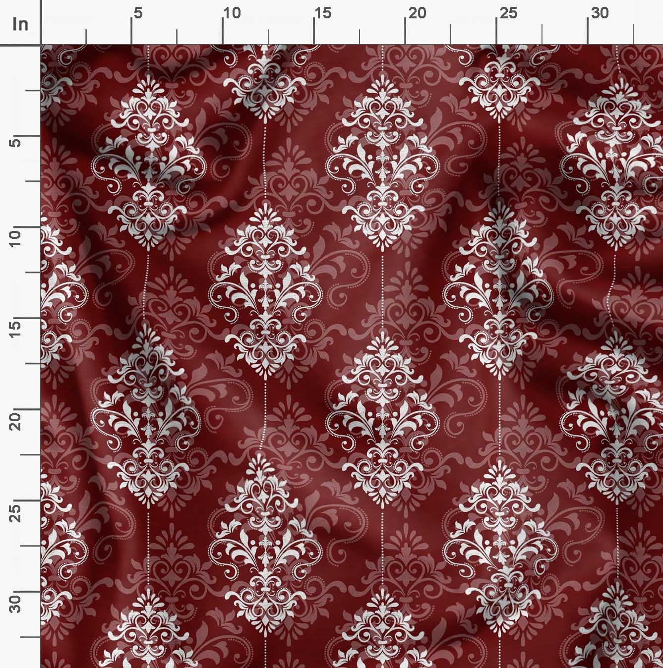 Soimoi Moss Georgette Brown Fabric by The Yard - 42 Inch Wide Filigree Damask Print Material for Dresses, Curtains & DIY Projects - Elegant Printed Fabric for Sewing, Crafting & Home Decor