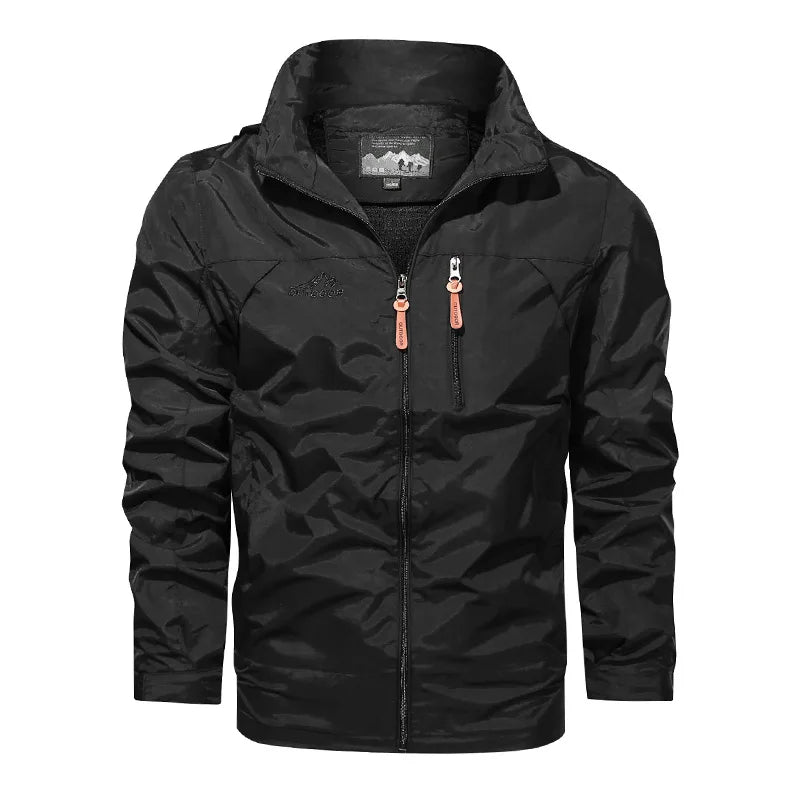 Men's Windproof Hooded Jacket - Breathable Outdoor Windbreaker Coat for Camping, Fishing & Tactical Use | Military Style Casual Jacket (Size 5XL) | Perfect for Hiking, Travel & Adventure Activities