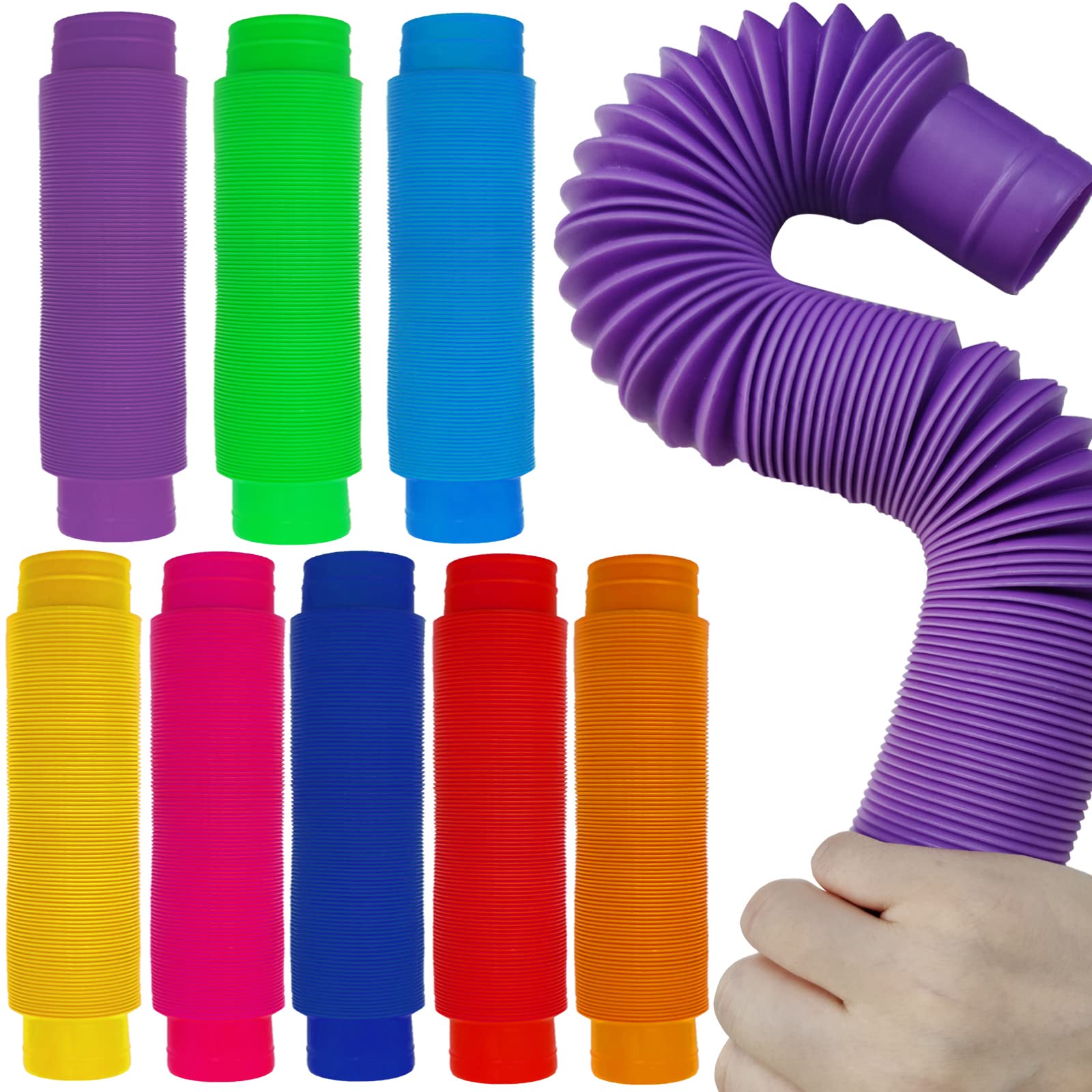24-Piece Large Pop Tubes Sensory Fidget Toys Bulk Pack - Stress Relief Toys for Kids, Adults & Classrooms | Perfect for Birthday Parties, Christmas Gifts, Valentine's Day & Goodie Bags | Fun Classroom Prizes & Sensory Play Activities