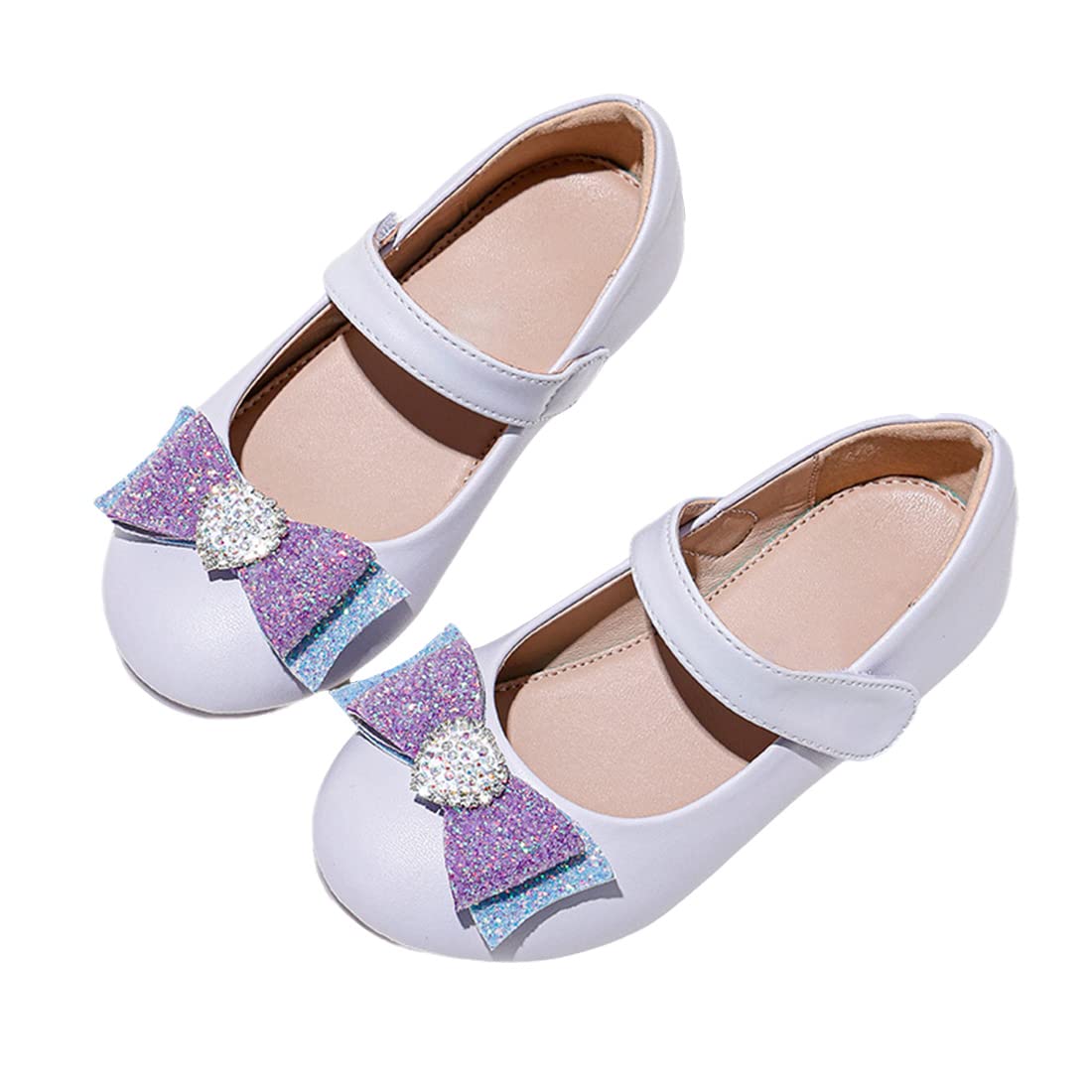 YIBLBOX Girls Mary Jane Flats - Sparkling Rhinestone Bow Princess Dress Shoes for Party, Wedding & Dance Performance | Comfortable & Stylish Toddler Dress Shoes