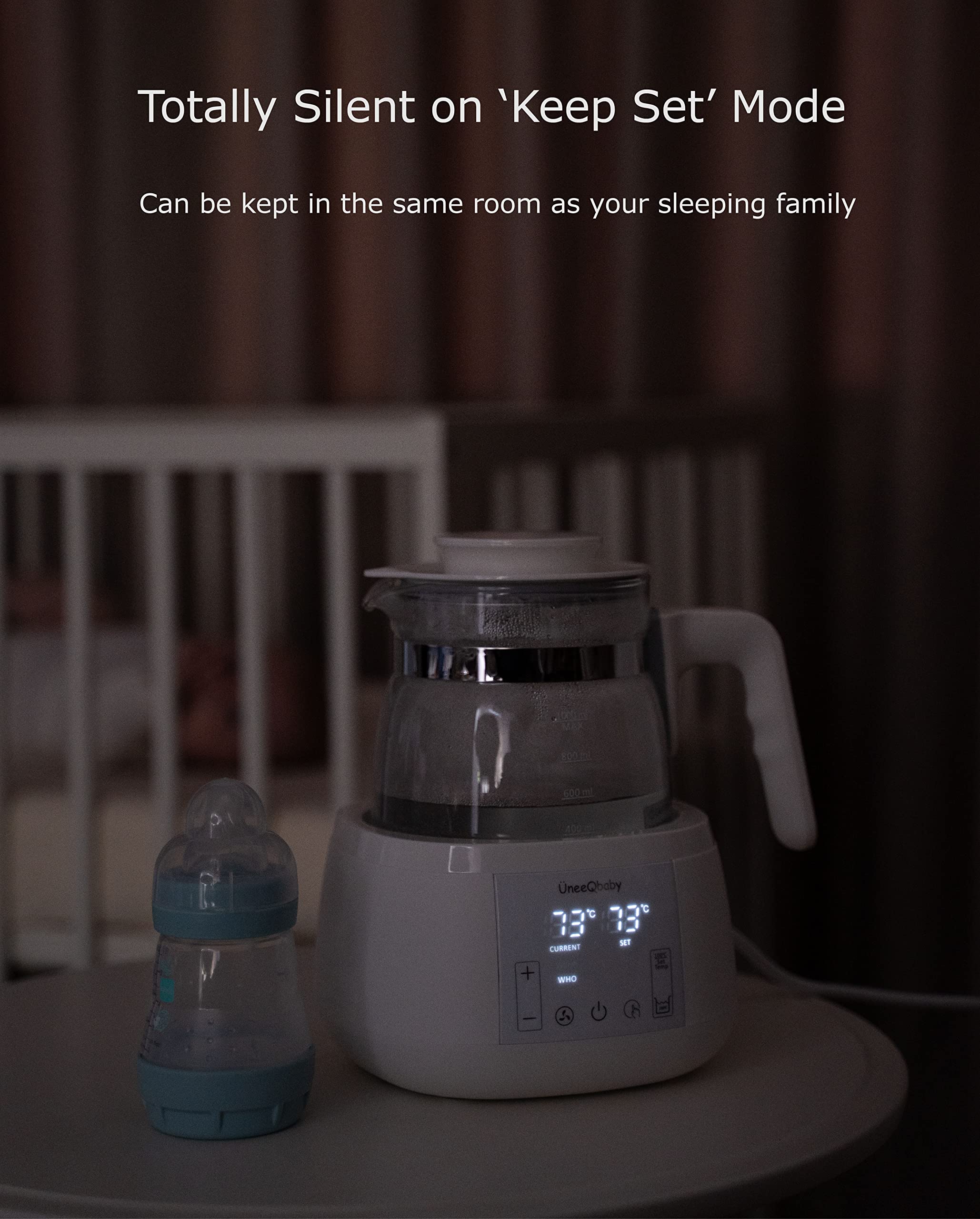 ÜneeQbaby PerfectTemp Baby Bottle Maker - 24-Hour Temperature Controlled Formula Dispenser, Fast 2-Minute Preparation, Ultra Quiet Operation with Night Light - Ideal for Night Feedings & Travel (Perfect for Newborns & Busy Parents)