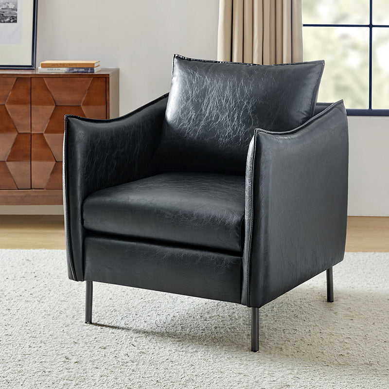 Felix Faux Leather Armchair - Modern PU Leather Accent Chair for Living Room, Office & Lounge - Comfortable Mid-Century Style Seating for Home Decor