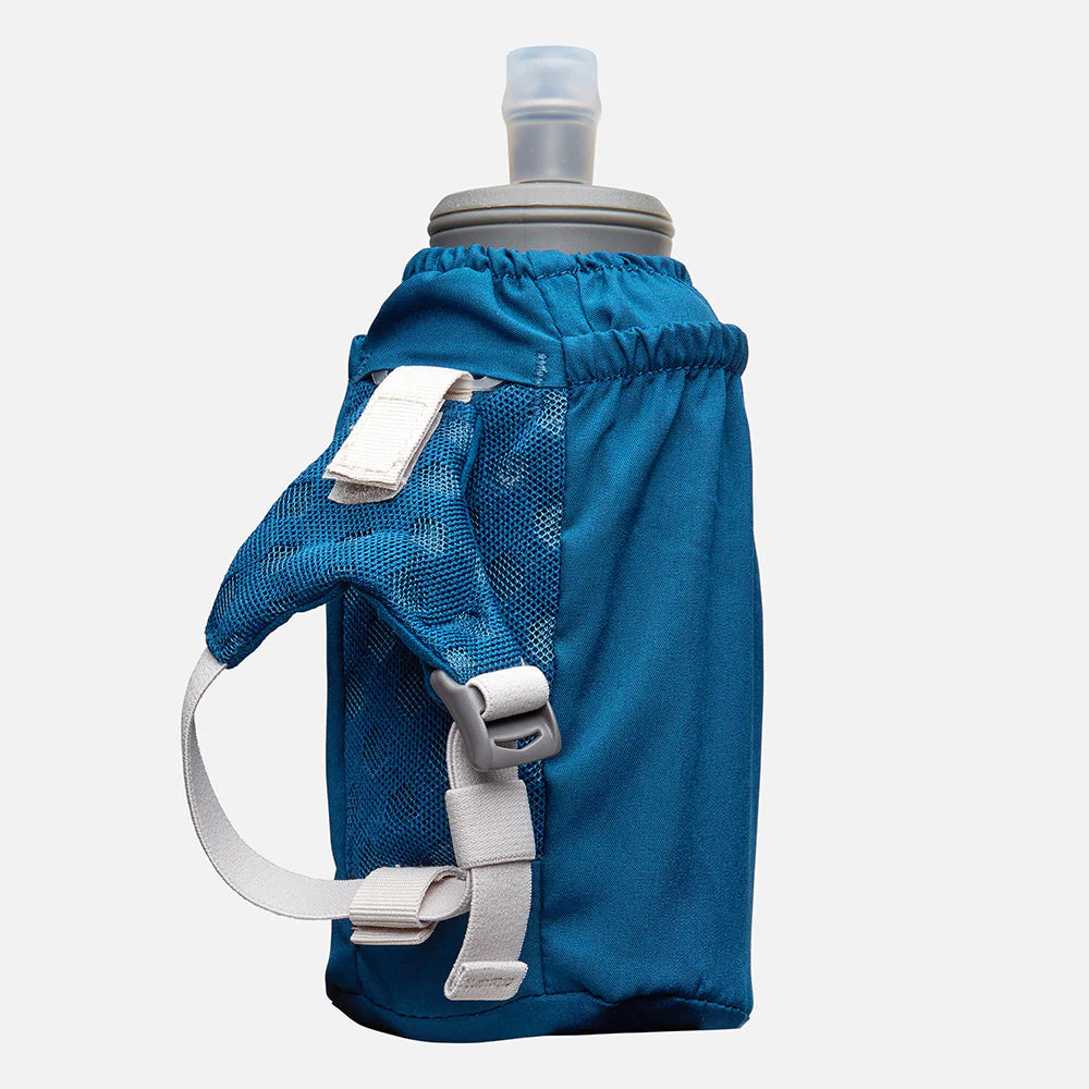 Pinnacle Soft Flask Handheld 18oz Water Bottle - Leakproof Collapsible BPA-Free Hydration for Running, Hiking & Outdoor Activities (Sailor Blue/Reflective Silver)