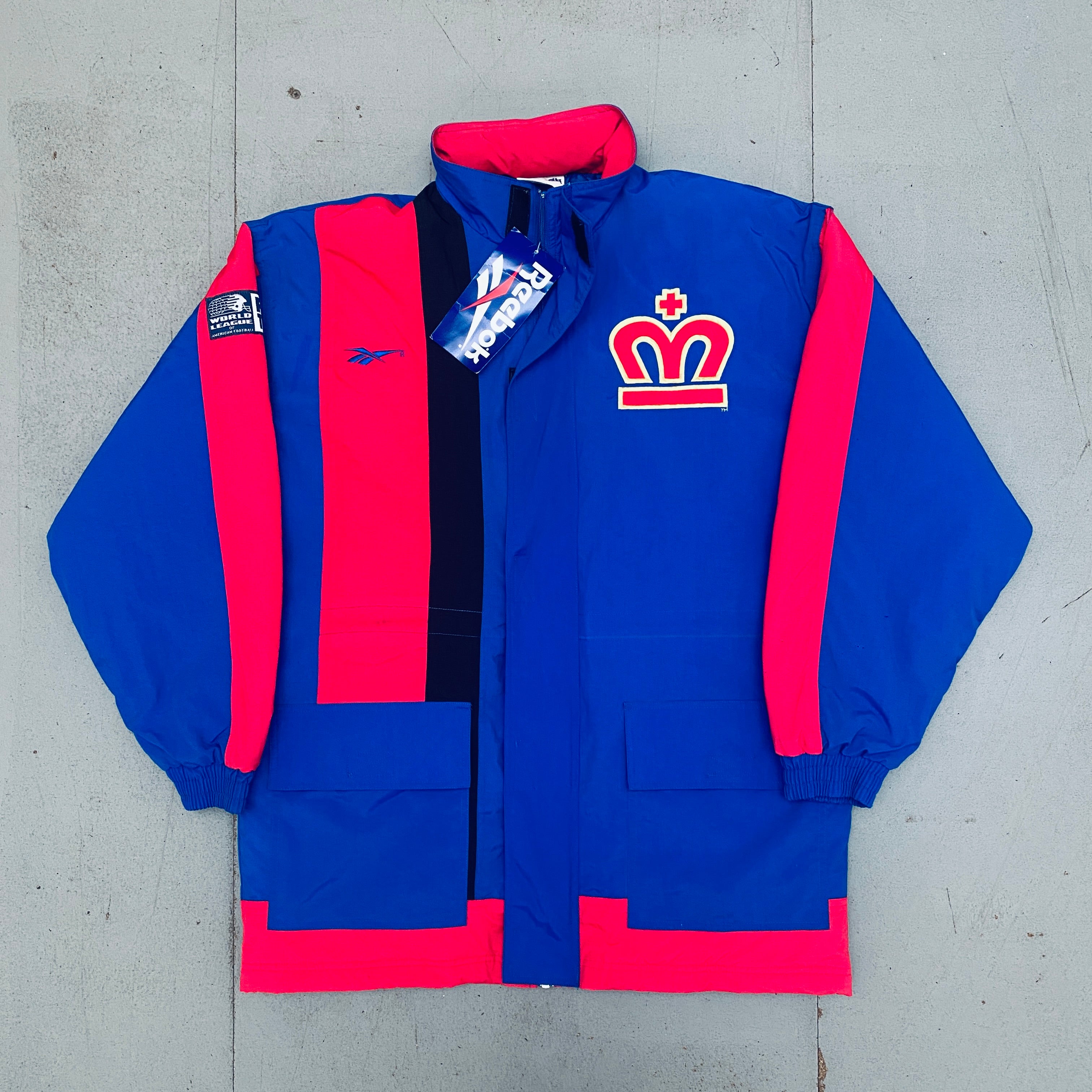 WLAF: London Monarchs 1995 Reebok Pro Team Fullzip Trench Coat (M/L)   BNWT!