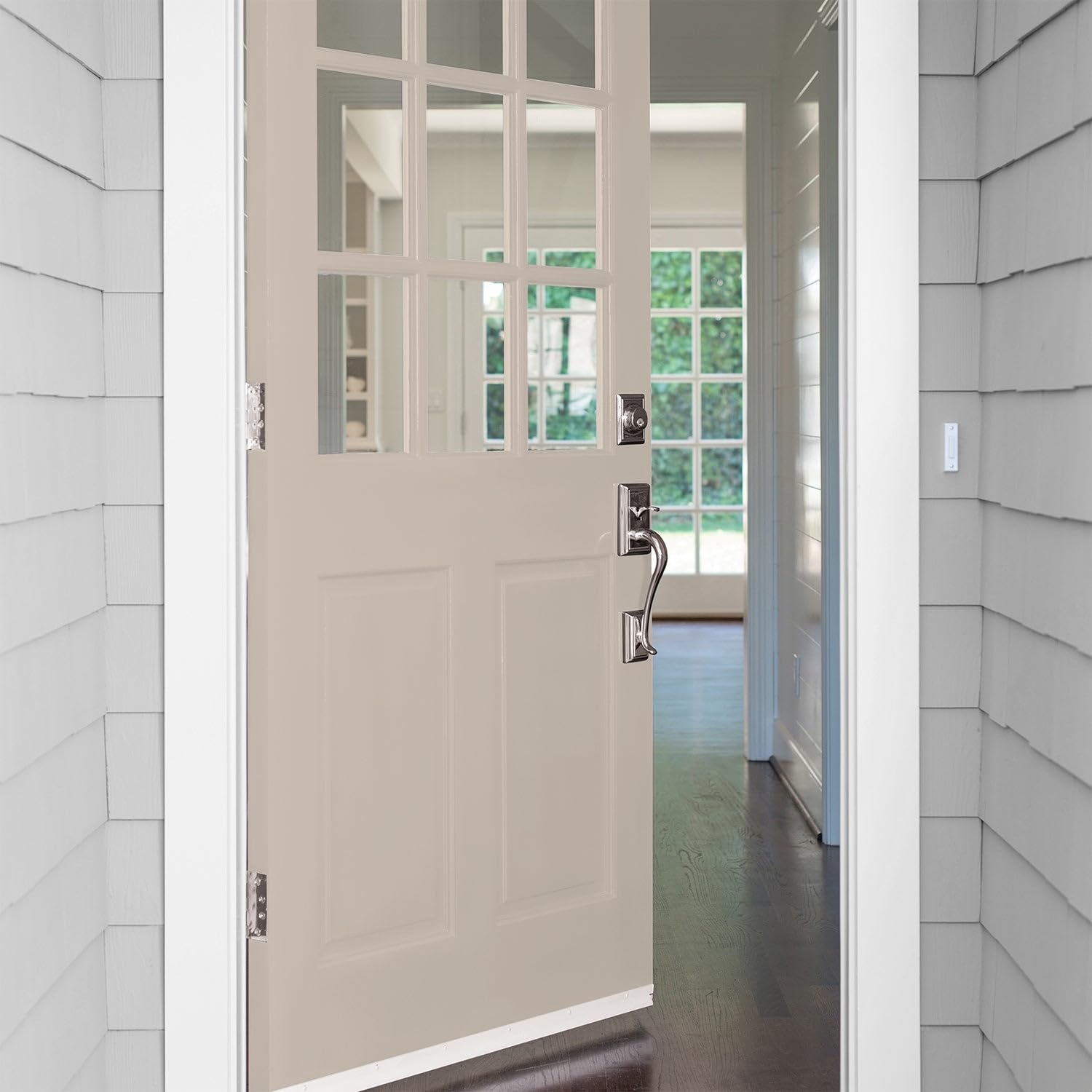 Glidden Exterior Paint + Primer in Greige/Legendary - One Coat Satin Finish, 5-Gallon Bucket - Perfect for House Siding, Fences & Outdoor Projects