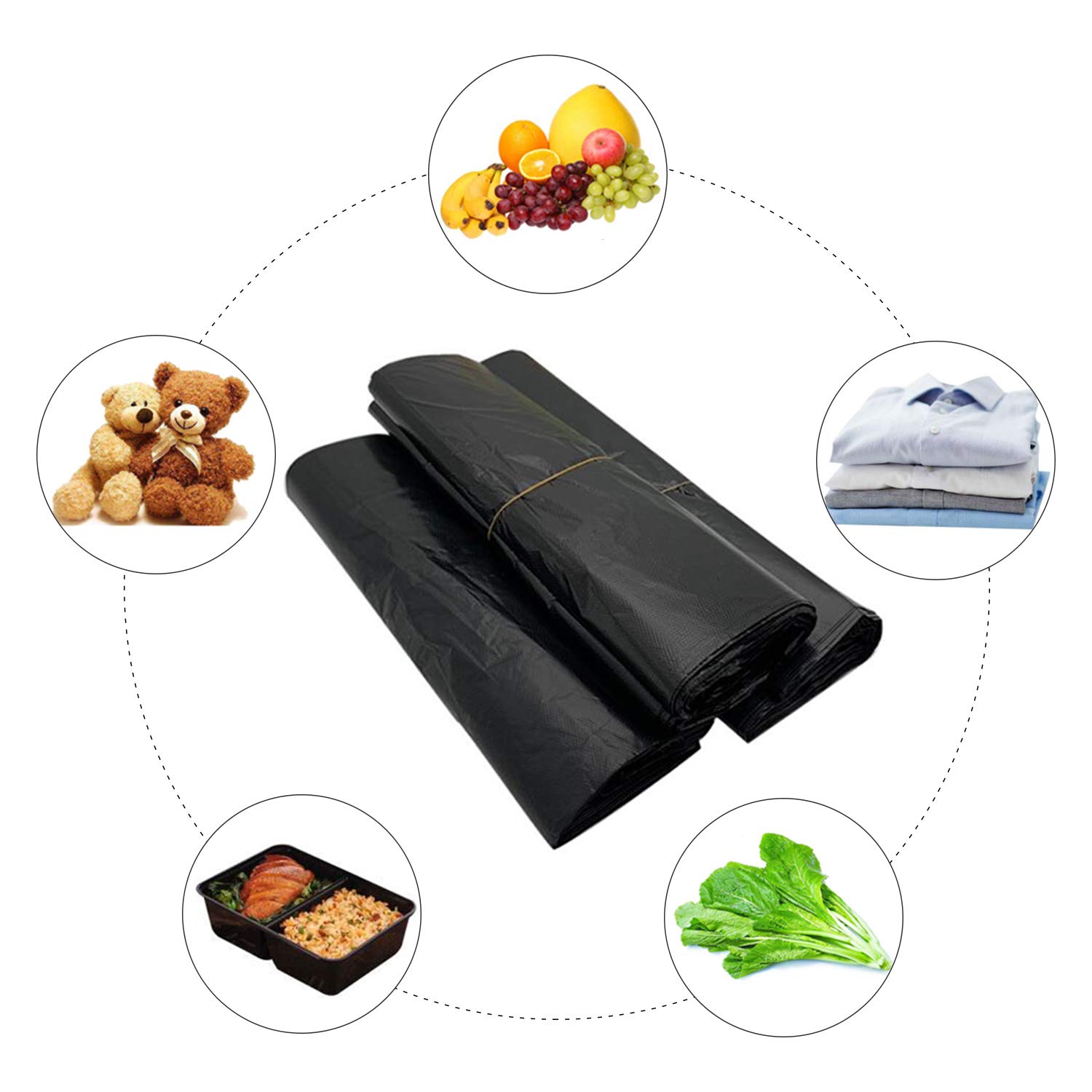 LazyMe Black Plastic T-Shirt Bags with Handles - 12x20 Inch Grocery Shopping Bags (50 Pack) for Retail Stores, Supermarkets & Convenience Stores - Perfect for Packaging, Customer Carryout & Bulk Purchases