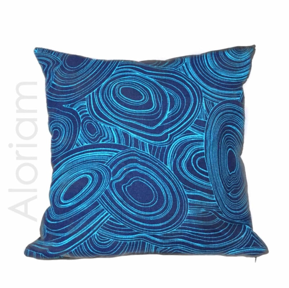 Kravet Jonathan Adler Regato Lagoon Navy Blue Aqua Linen Pillow Cover - Stylish Decorative Throw Pillow Case for Sofa, Bed & Home Decor